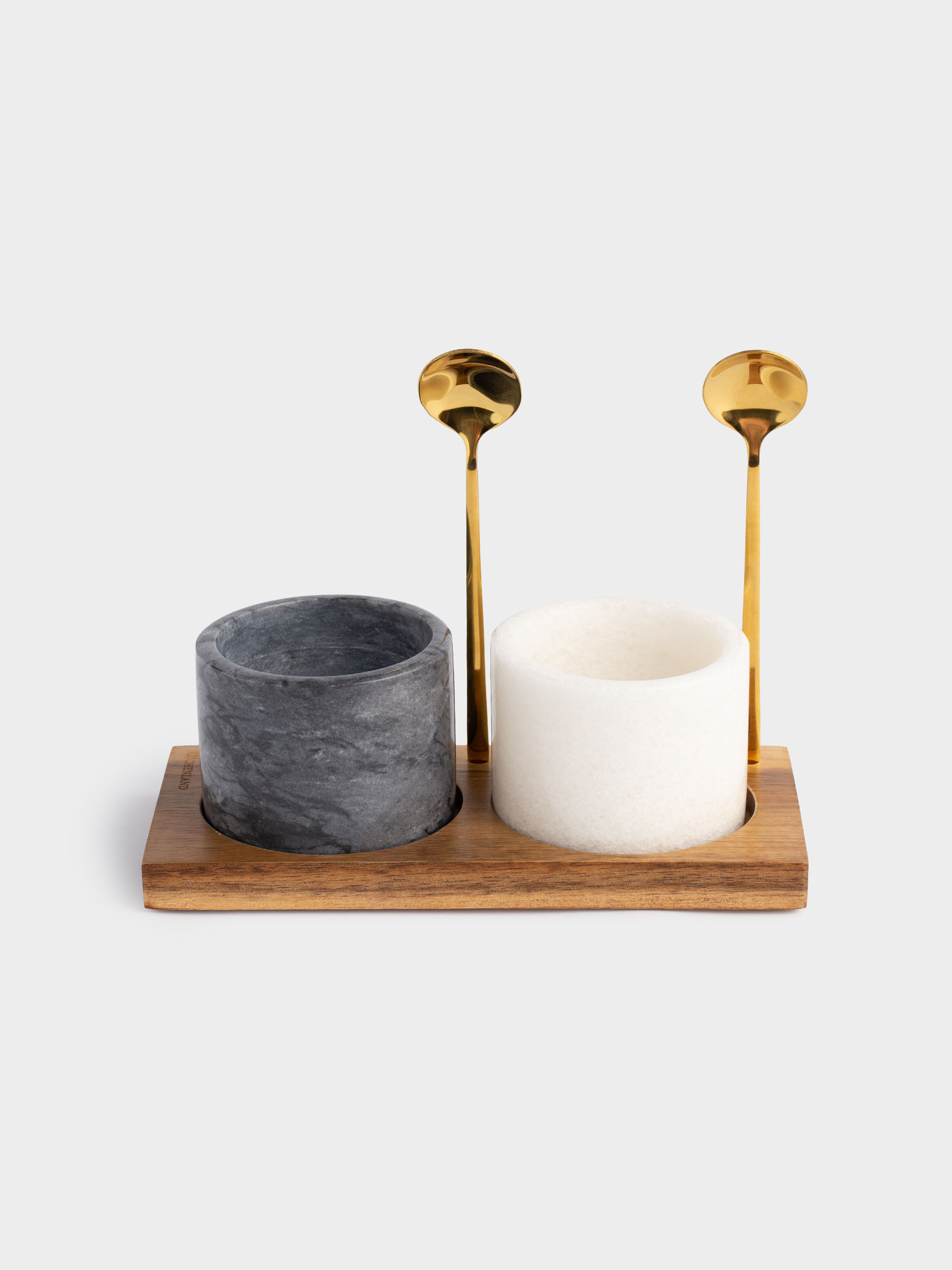 Емкость для специй, 6 см, 2 шт, с ложками, на подставке, мрамор/дерево, Marble, image-3