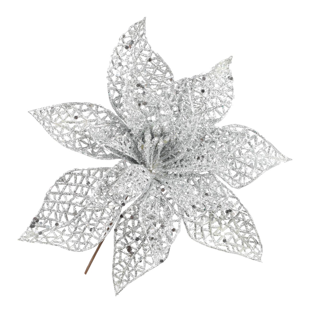 

Украшение декоративное, 18 см, пластик, серебристое, Пуансеттия, Light decor