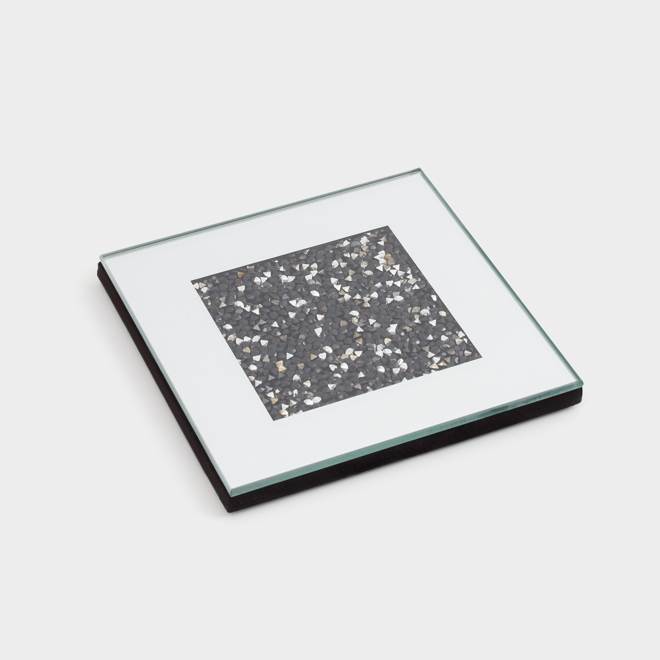 Подставка под кружку 10 см стекло квадратная зеркальная Черные кристаллы Glossy crystal 599₽