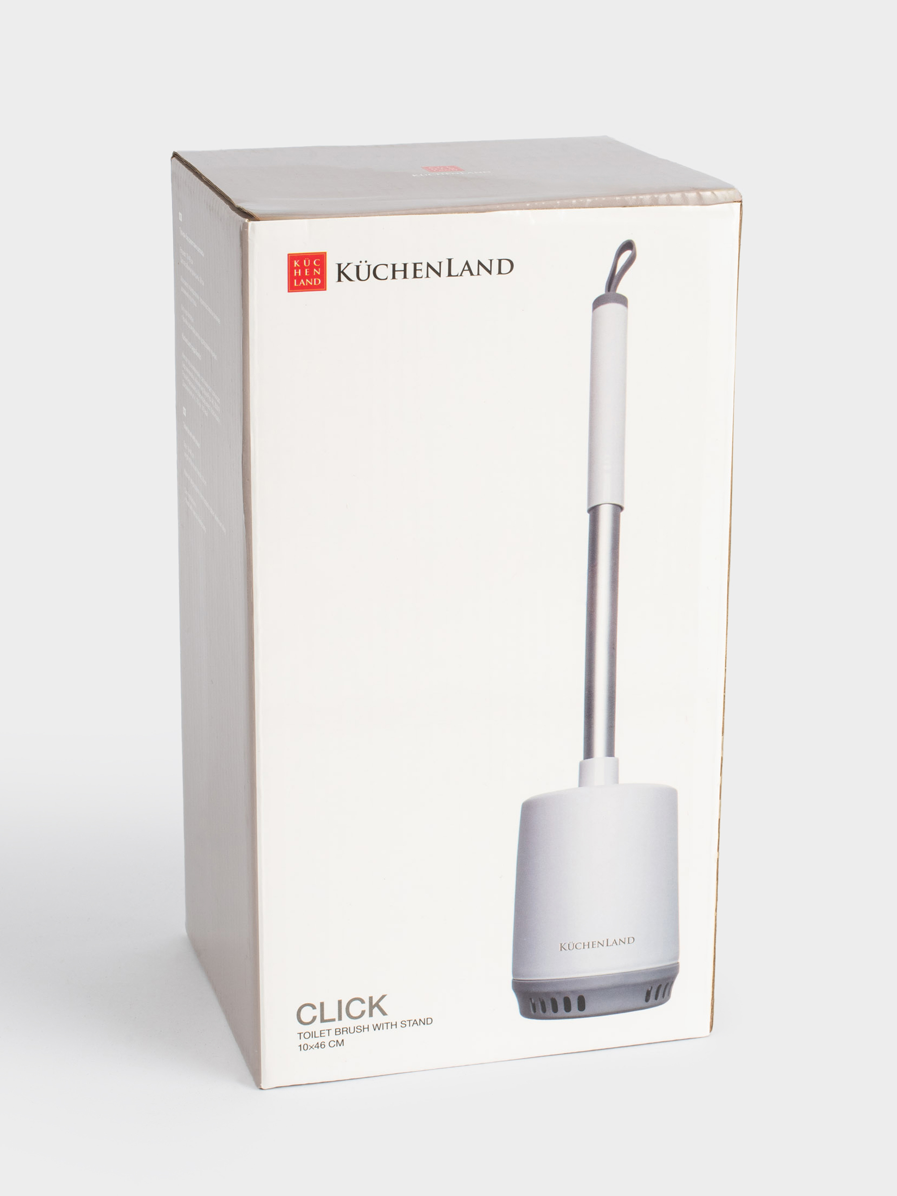 Ерш туалетный, 46 см, с подставкой, резина/пластик, бело-серый, Click, image-6