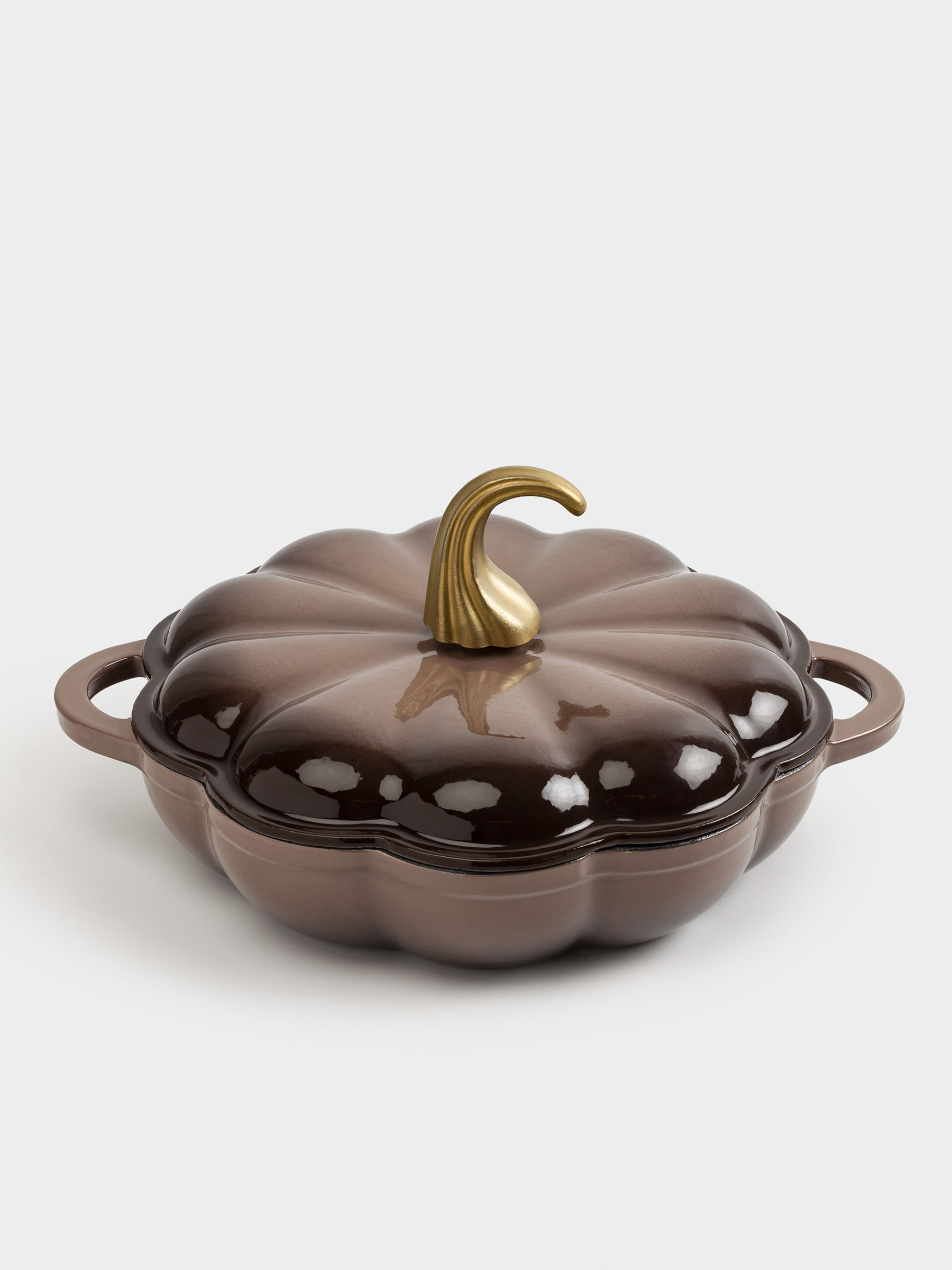 Сотейник, 26 см, 2,3 л, с крышкой, чугун, коричневый, Тыква, Gourd, image-1