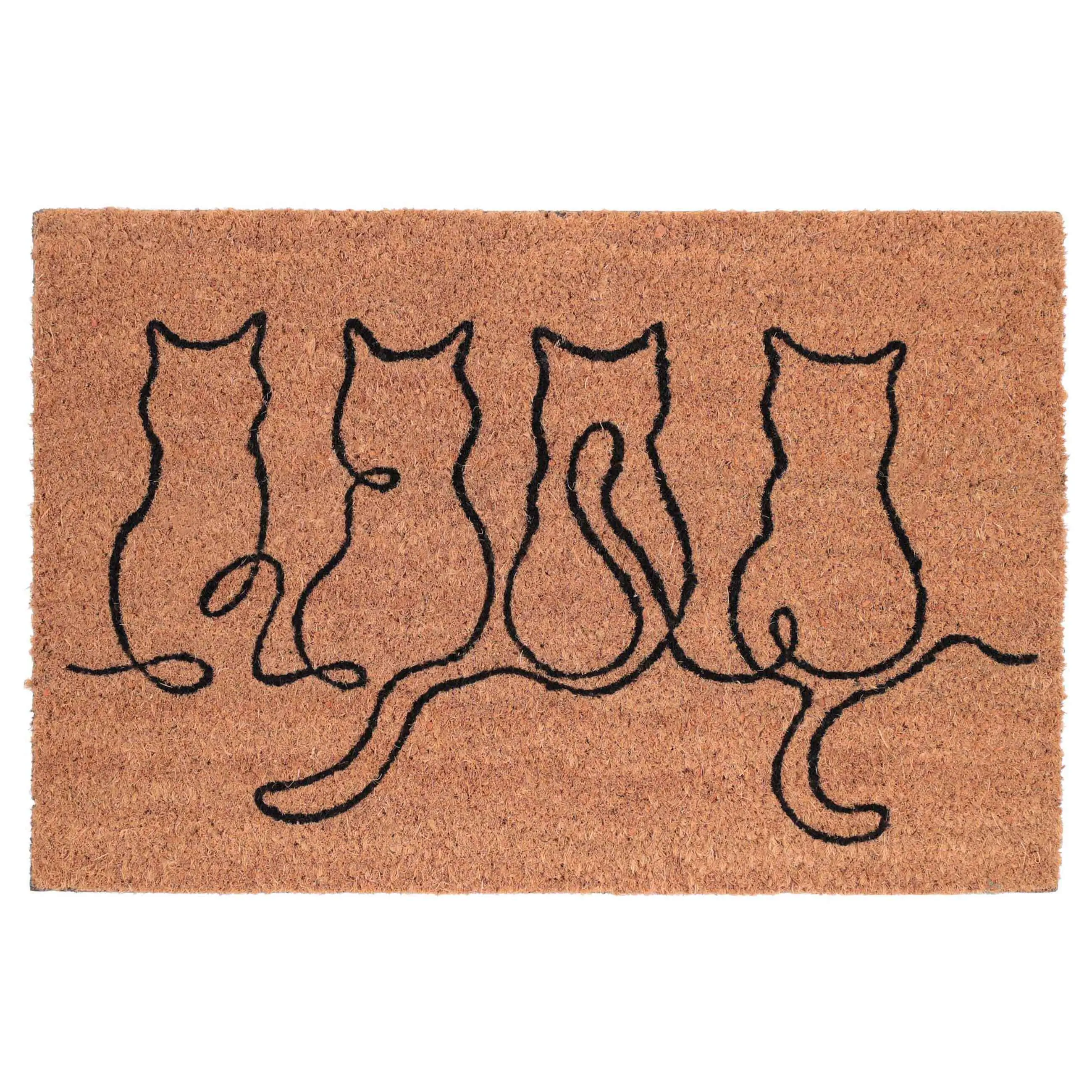 Коврик придверный, 40х60 см, кокос/ПВХ, коричневый, Коты, Cat, image-0