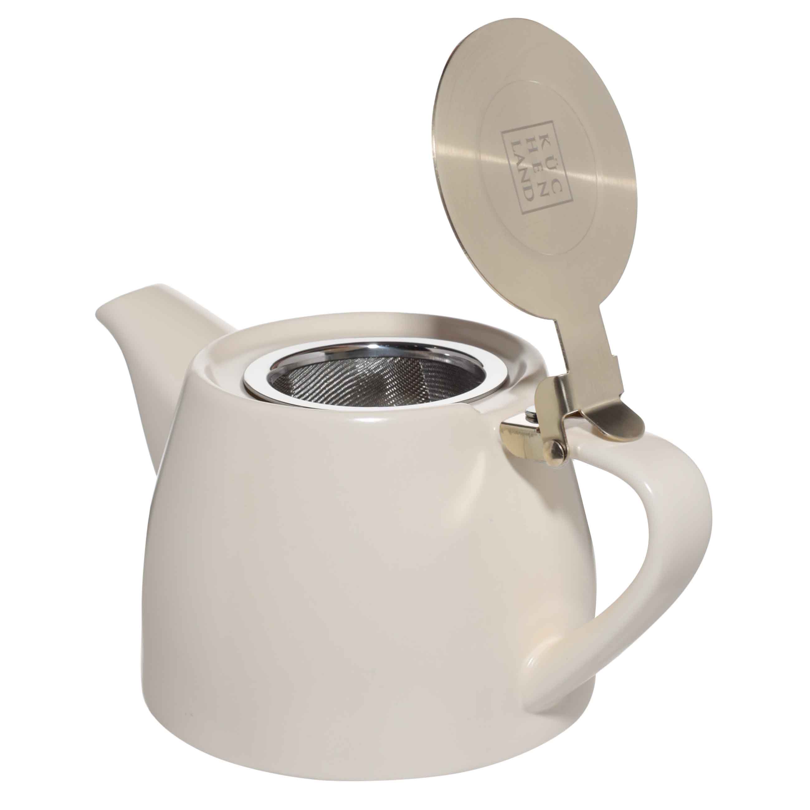 Чайник заварочный, 500 мл, керамика/сталь, молочно-золотистый, Kettle ceramo, image-0