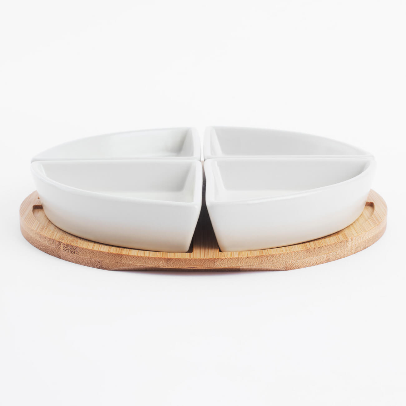 

Набор для закусок, 4 пр, на подставке, керамика/бамбук, молочный, Bamboo