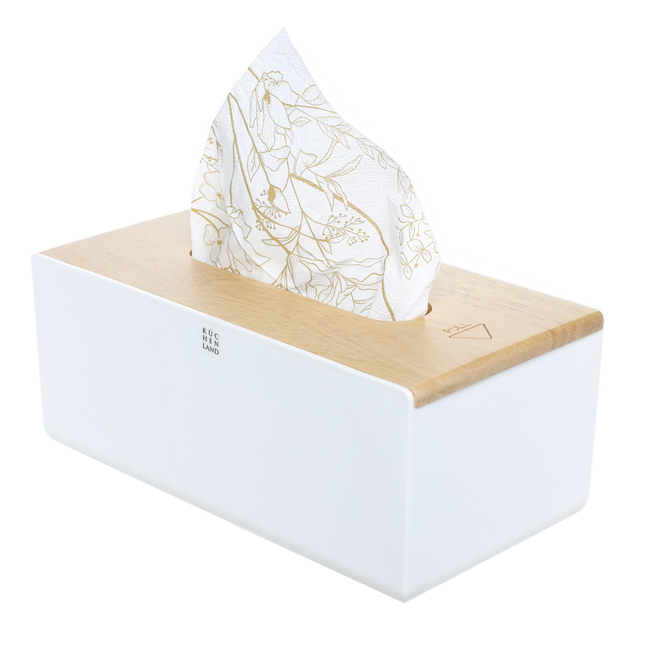 Бокс для бумажных салфеток, 23х13 см, пластик/каучуковое дерево, белый, White style изображение № 4