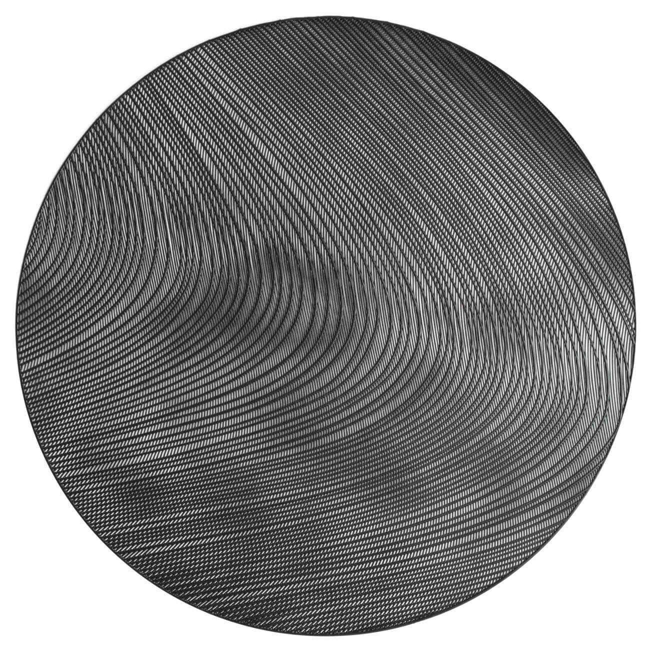 Салфетка под приборы, 38 см, ПВХ, круглая, черная, Azhur Grid