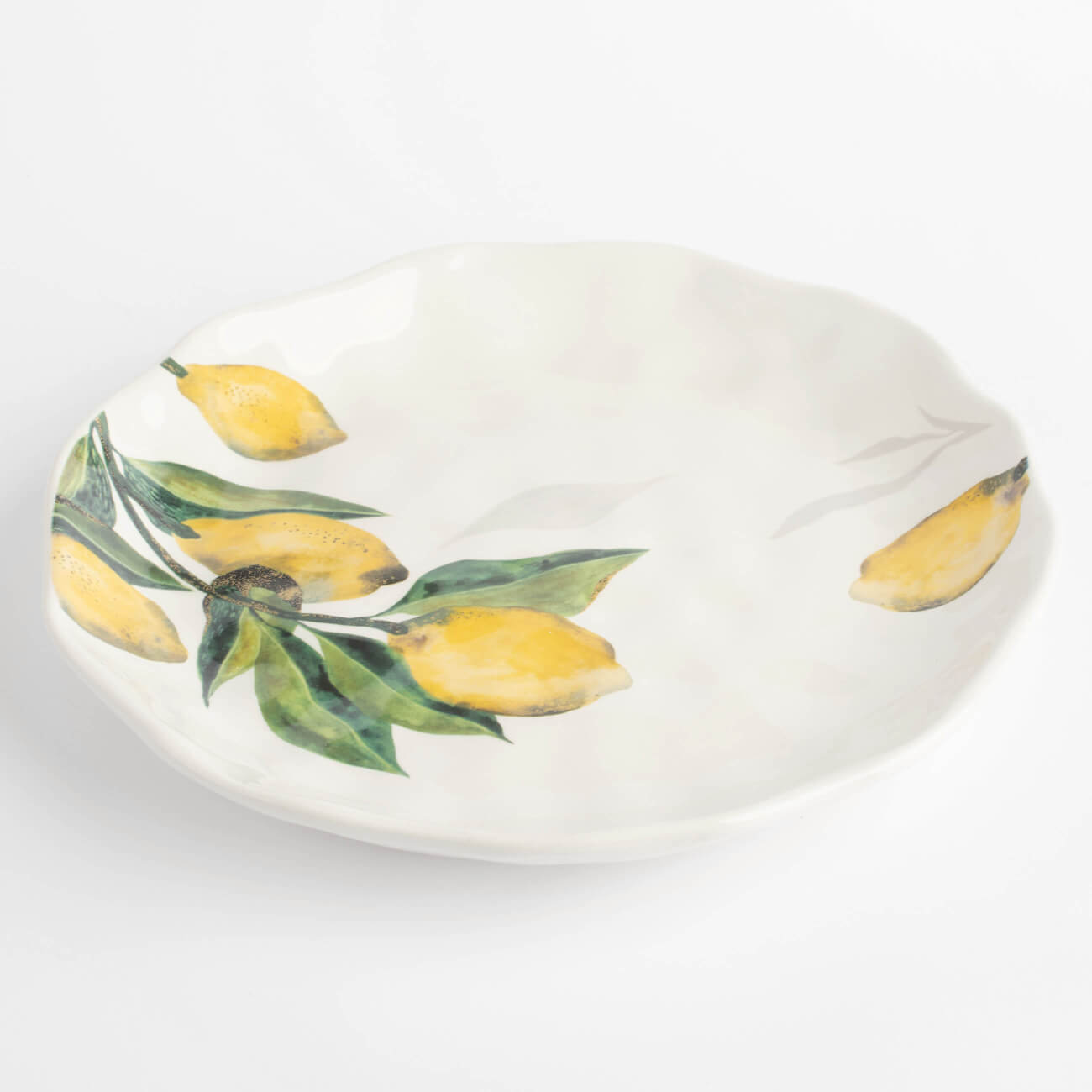 Тарелка закусочная, 23 см, керамика, белая, Лимоны на ветке, Sicily in bloom