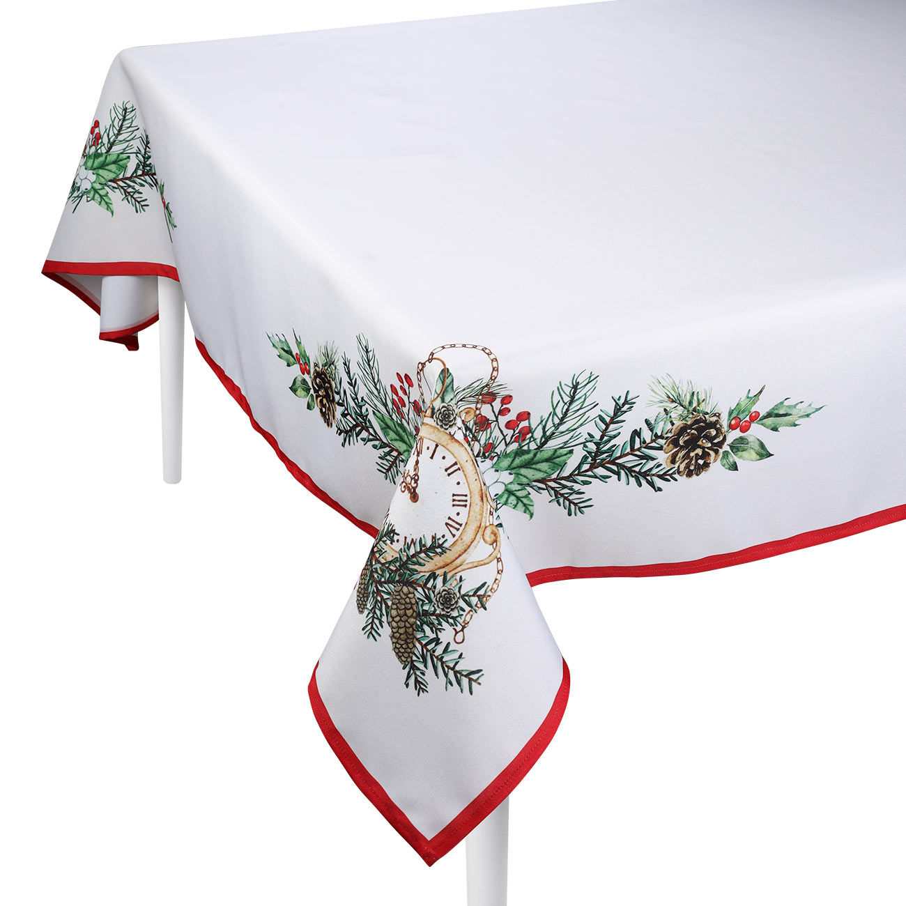

Скатерть, 170x275 см, полиэстер, кремовая, Венок, Christmas green