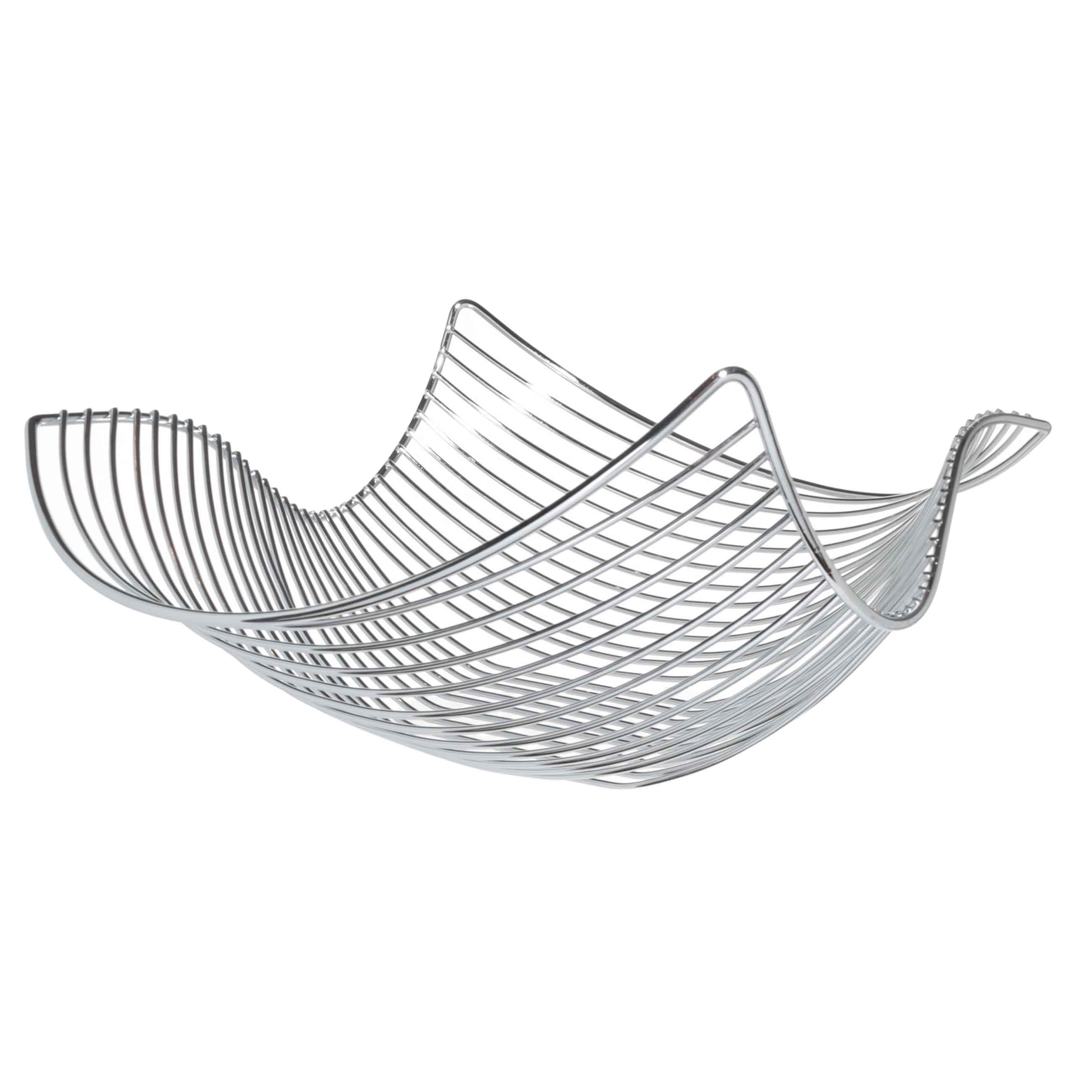 Корзина для фруктов, 38 см, металл, серебристая, Волна, Twist silver