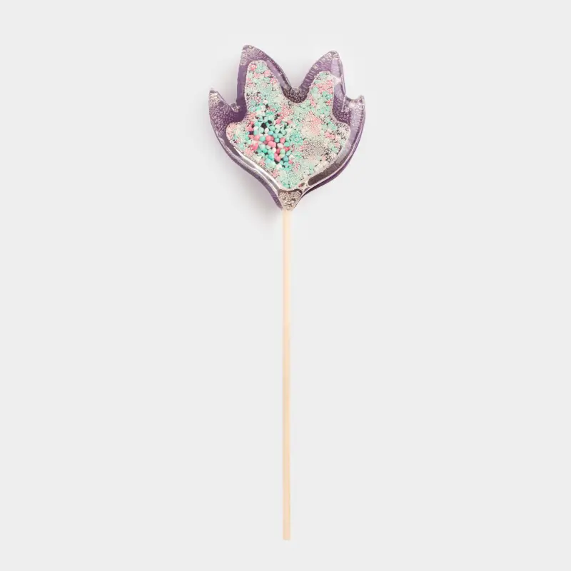 Леденец, 30 гр, погремушка, на палочке, изомальт, фиолетовый, Ирис, Sweet life ,image-0
