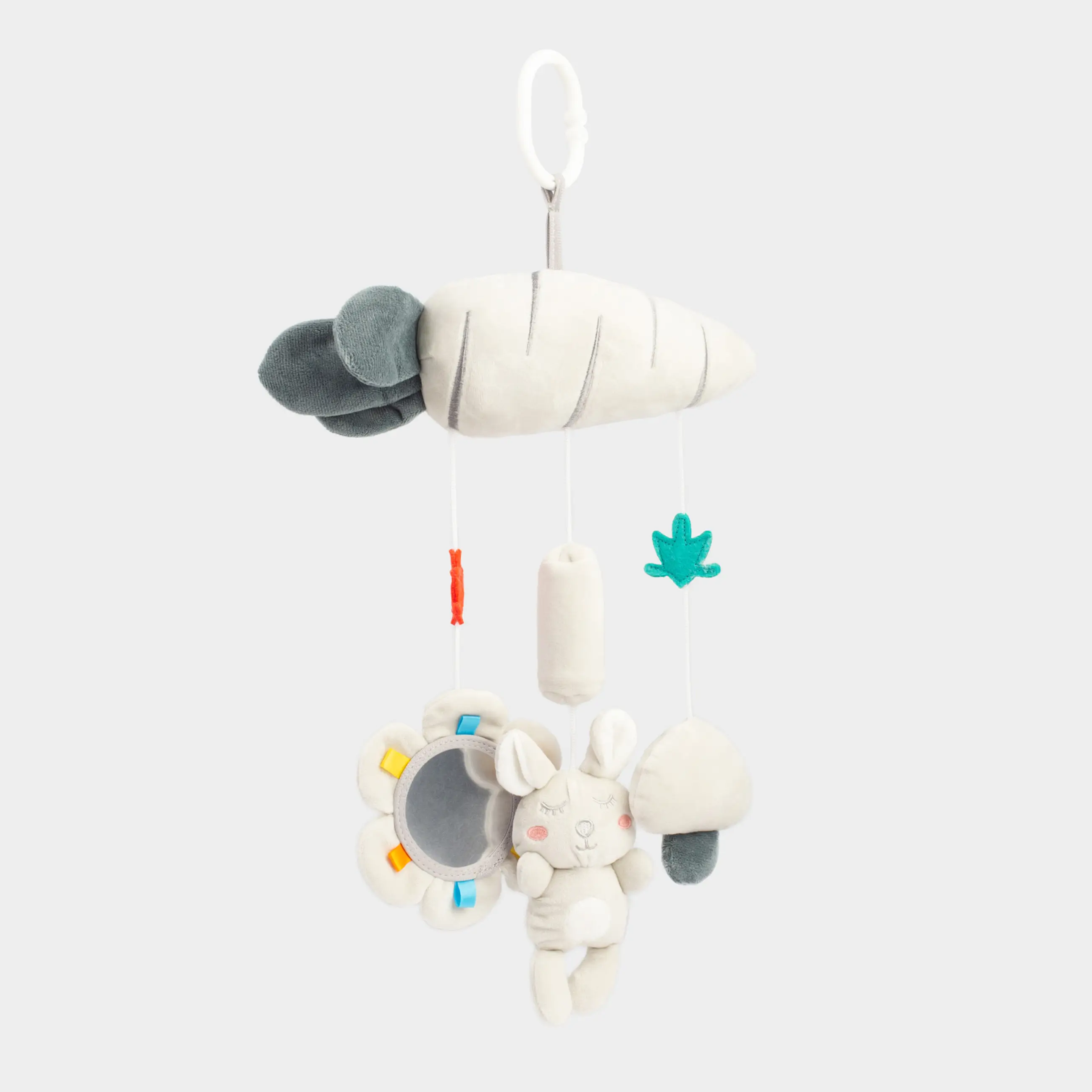 Игрушка, 40х27 см, развивающая, подвесная, полиэстер, серая, Морковка, Cradle