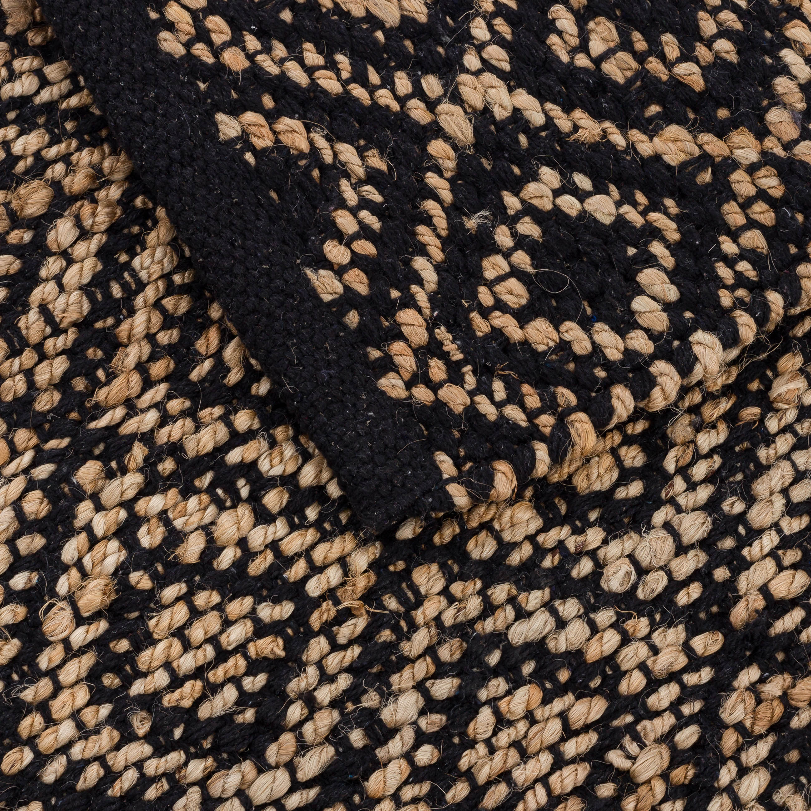 Коврик, 60х100 см, джут/хлопок, песочный/черный, Ромбы, Jute