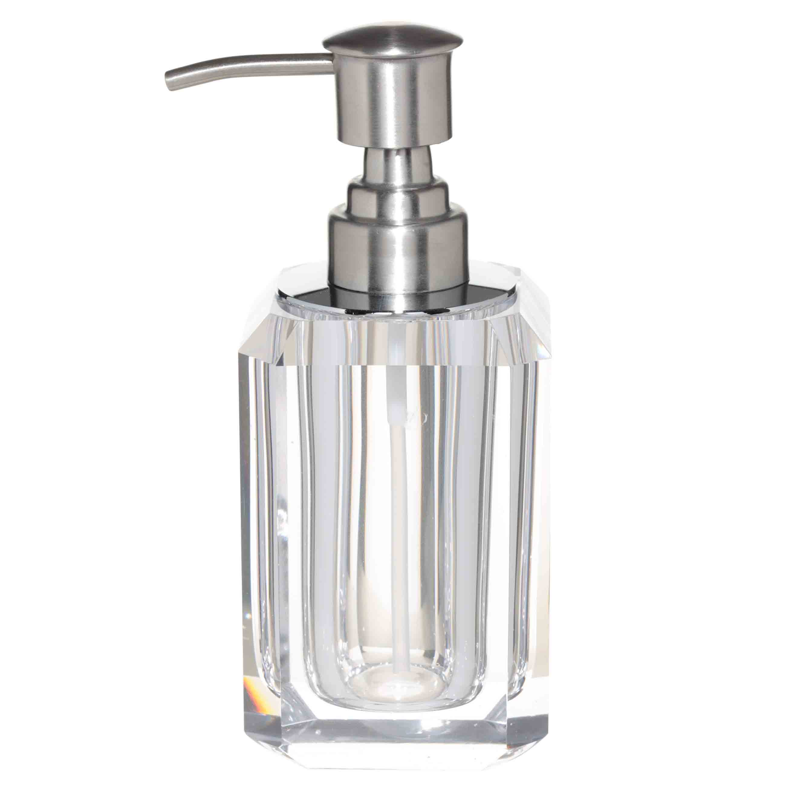 Диспенсер для жидкого мыла, 200 мл, стекло/металл, Грани, Shower Crystal Glance изображение № 2