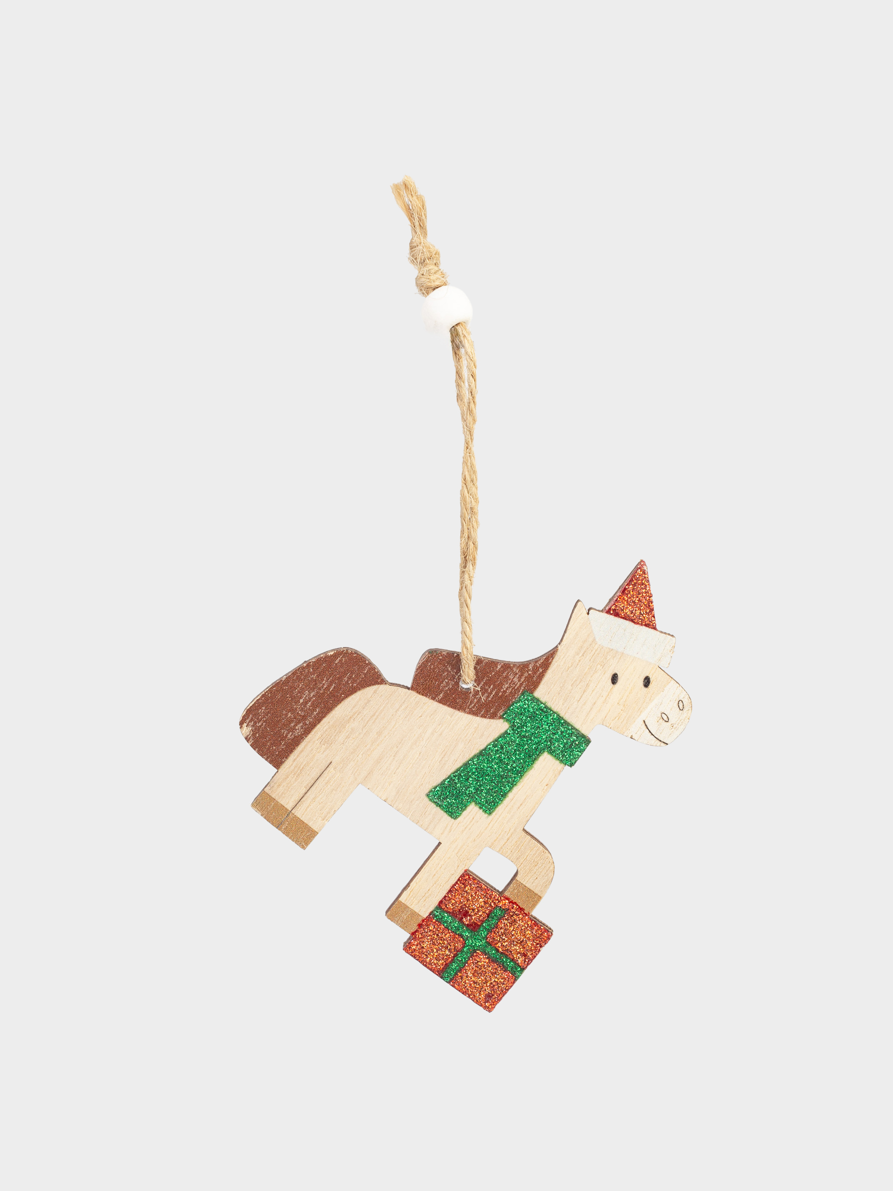 Набор елочных игрушек, 10 см, 9 шт, дерево, Лошадь, Figure wood, image-1