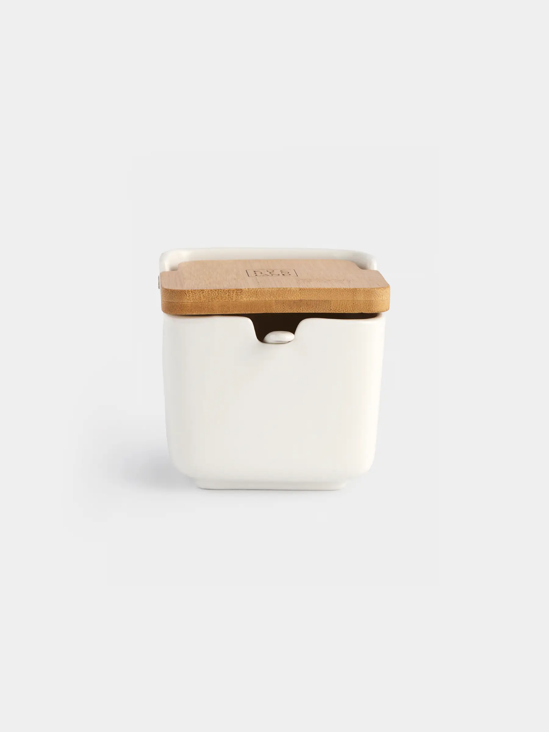 Банка для сыпучих продуктов, 250 мл, с ложкой, керамика/бамбук, белая, Keep, image-0