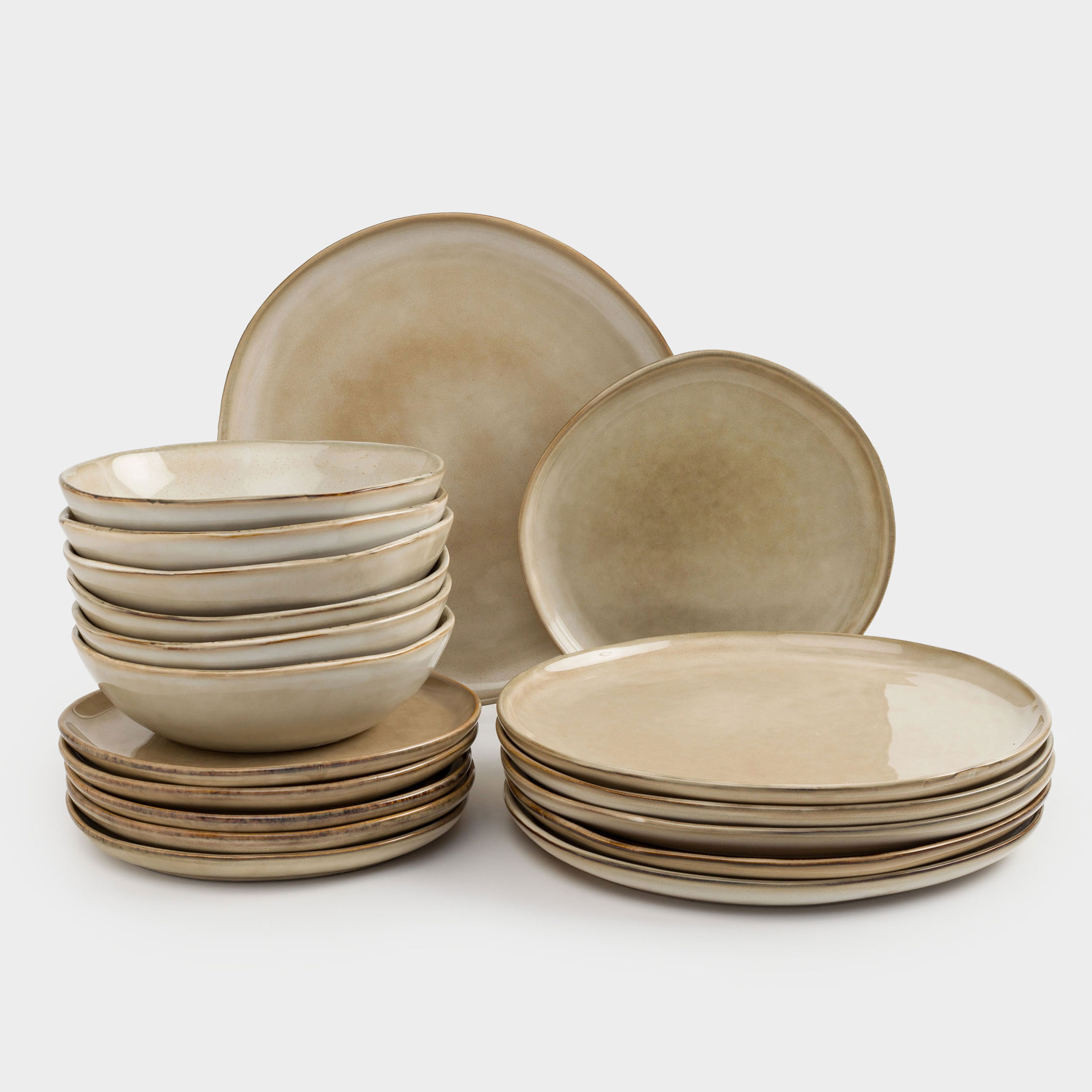 Сервиз обеденный 6 перс 18 пр каменная керамика бежевый Burgos 6990₽