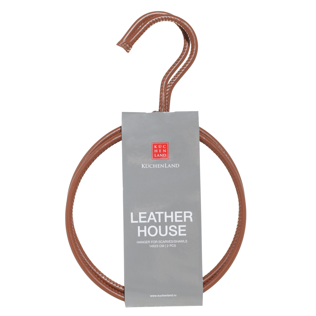 Вешалка для шарфов/платков, 14х23 см, 2 шт, искусственная кожа, коричневая, Leather house изображение № 2