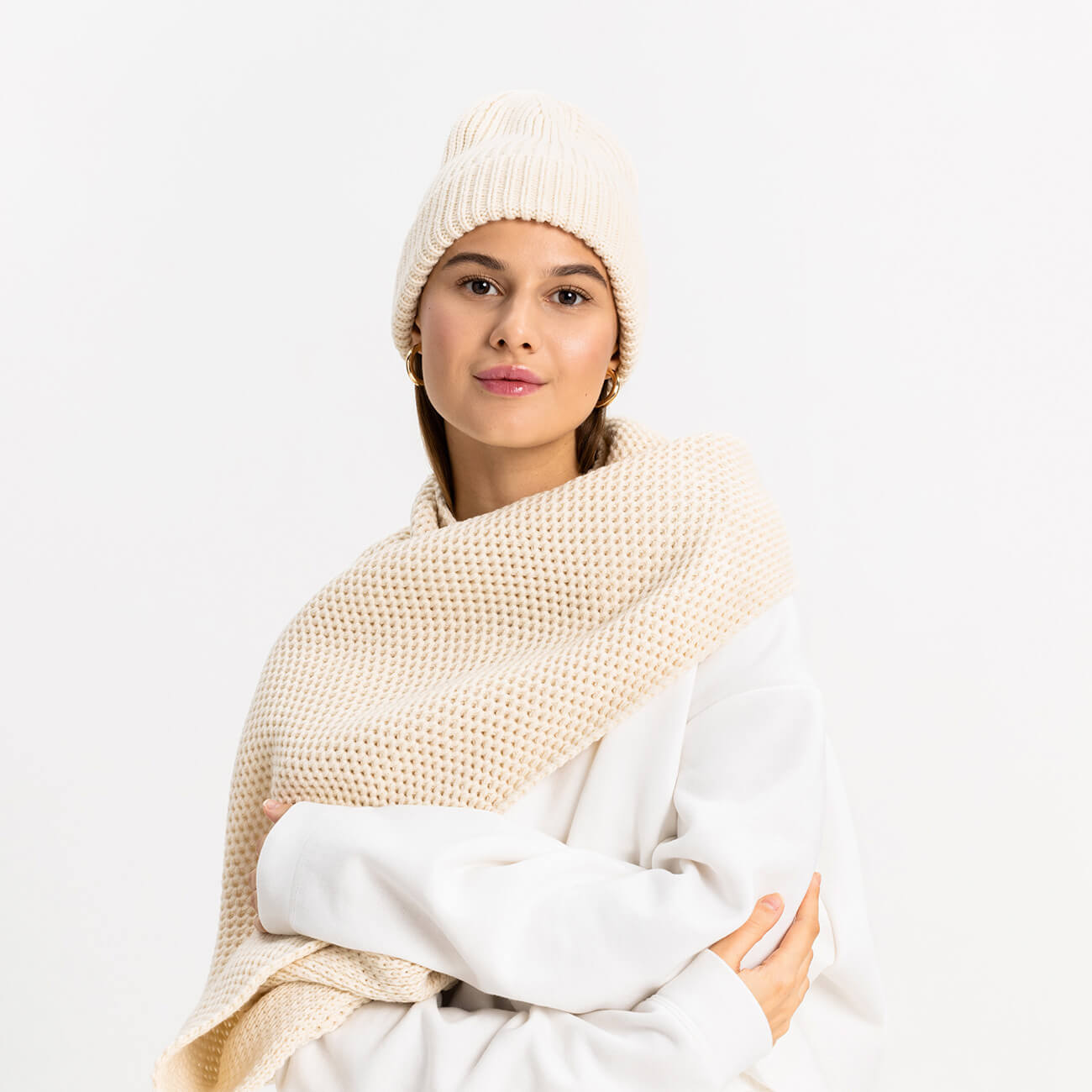 

Шарф-снуд, женский, 70х30 см, акрил, бежевый, Knitting