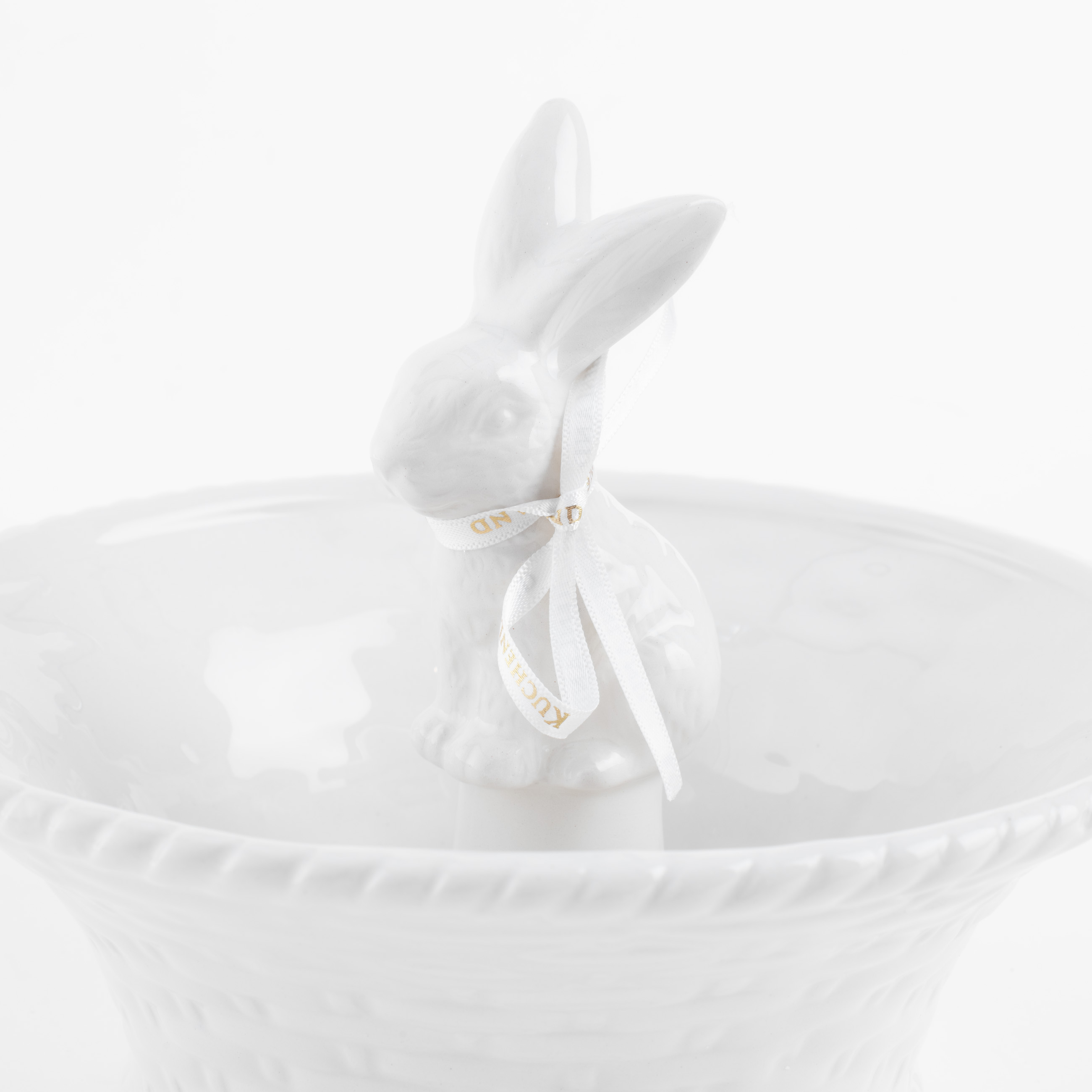 Конфетница, 20х15 см, керамика, белое, Кролик внутри, Easter gold изображение № 4