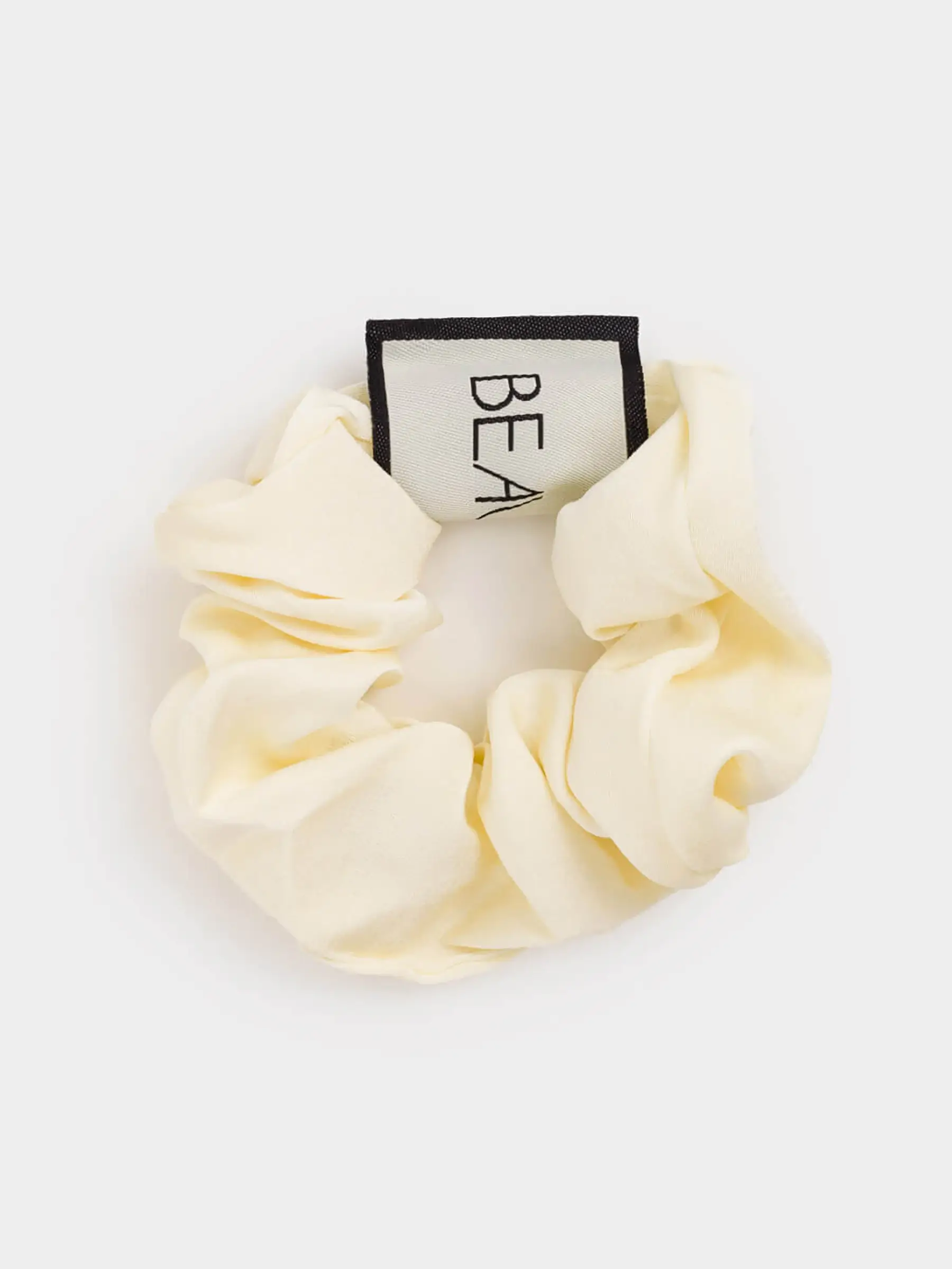 Резинка для волос, 6 см, сатин, молочная, Silk