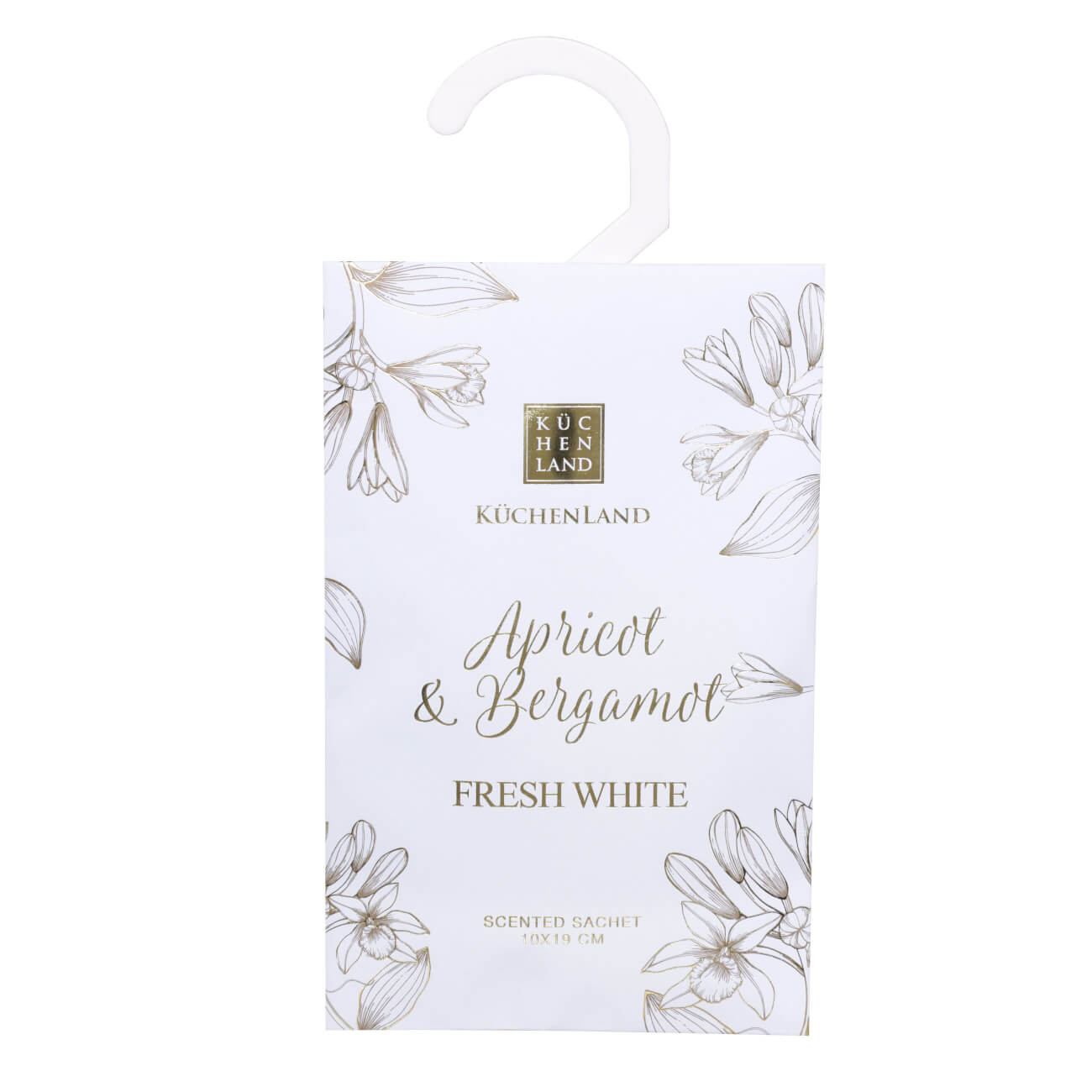 Саше ароматическое, 10х19 см, подвесное, Apricot & Bergamot, Fresh white изображение № 1