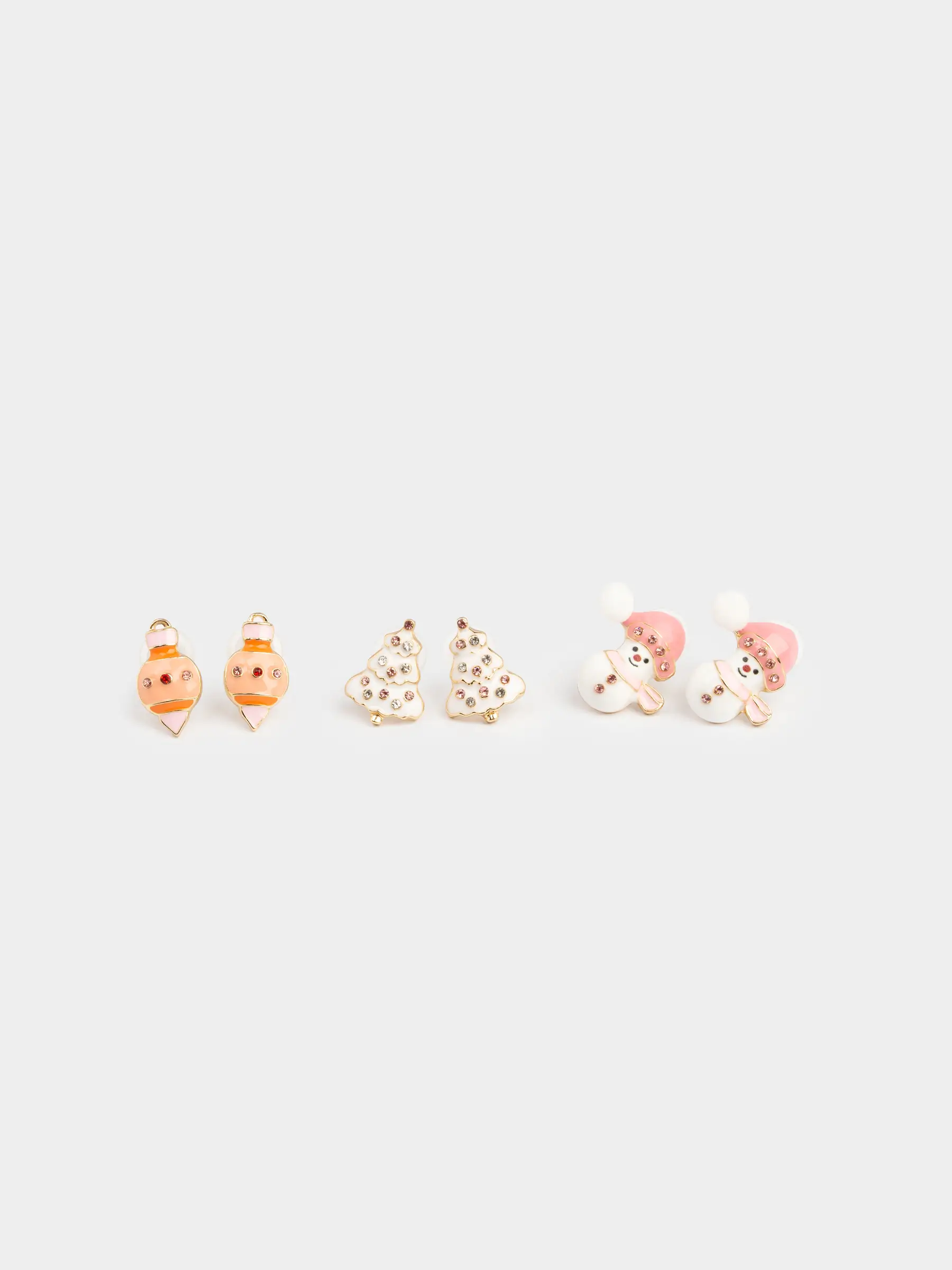 Серьги-пусеты, 2 см, 6 шт, детские, металл/стразы, Новогодние атрибуты, Jewelry christmas