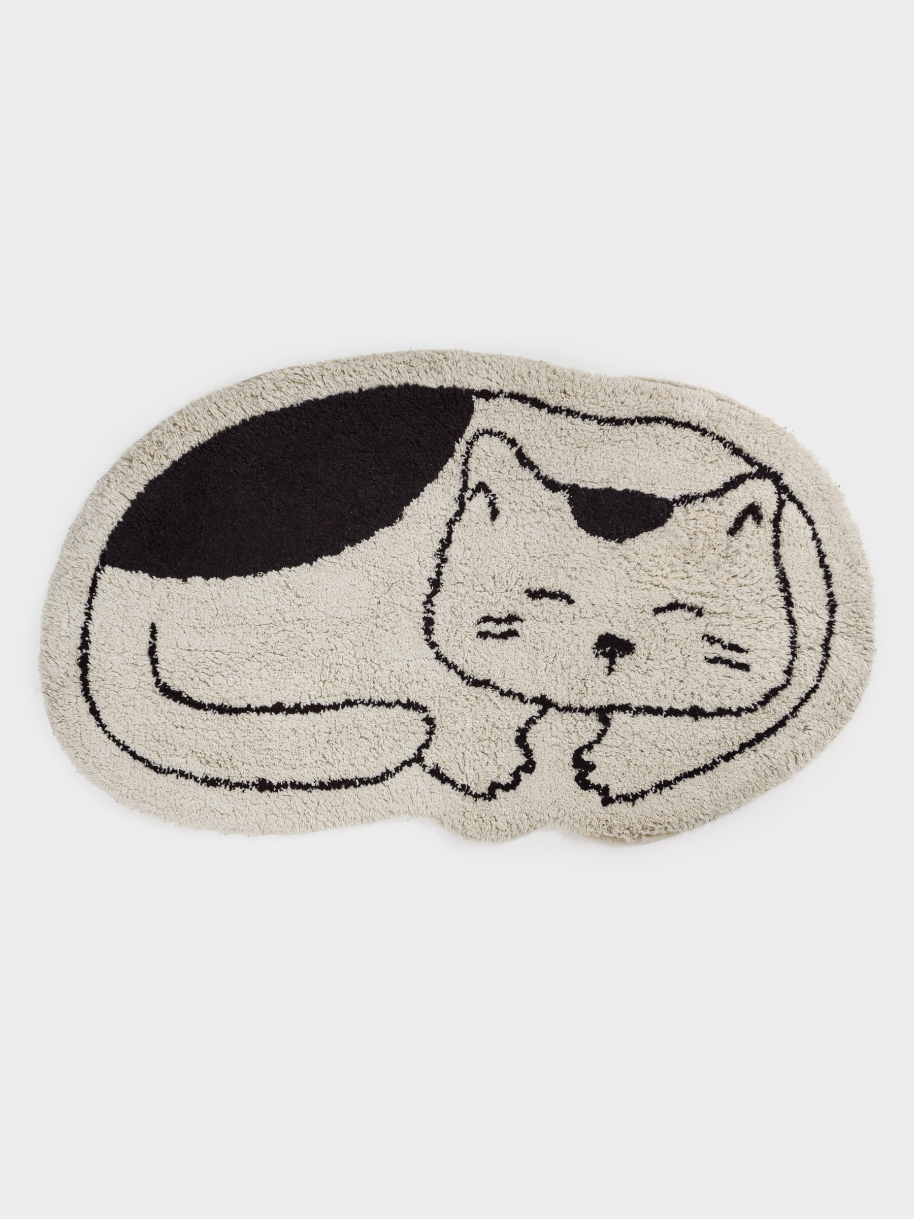 Коврик, 100х61 см, хлопок, бежево-черный, Кот, Cat, image-0