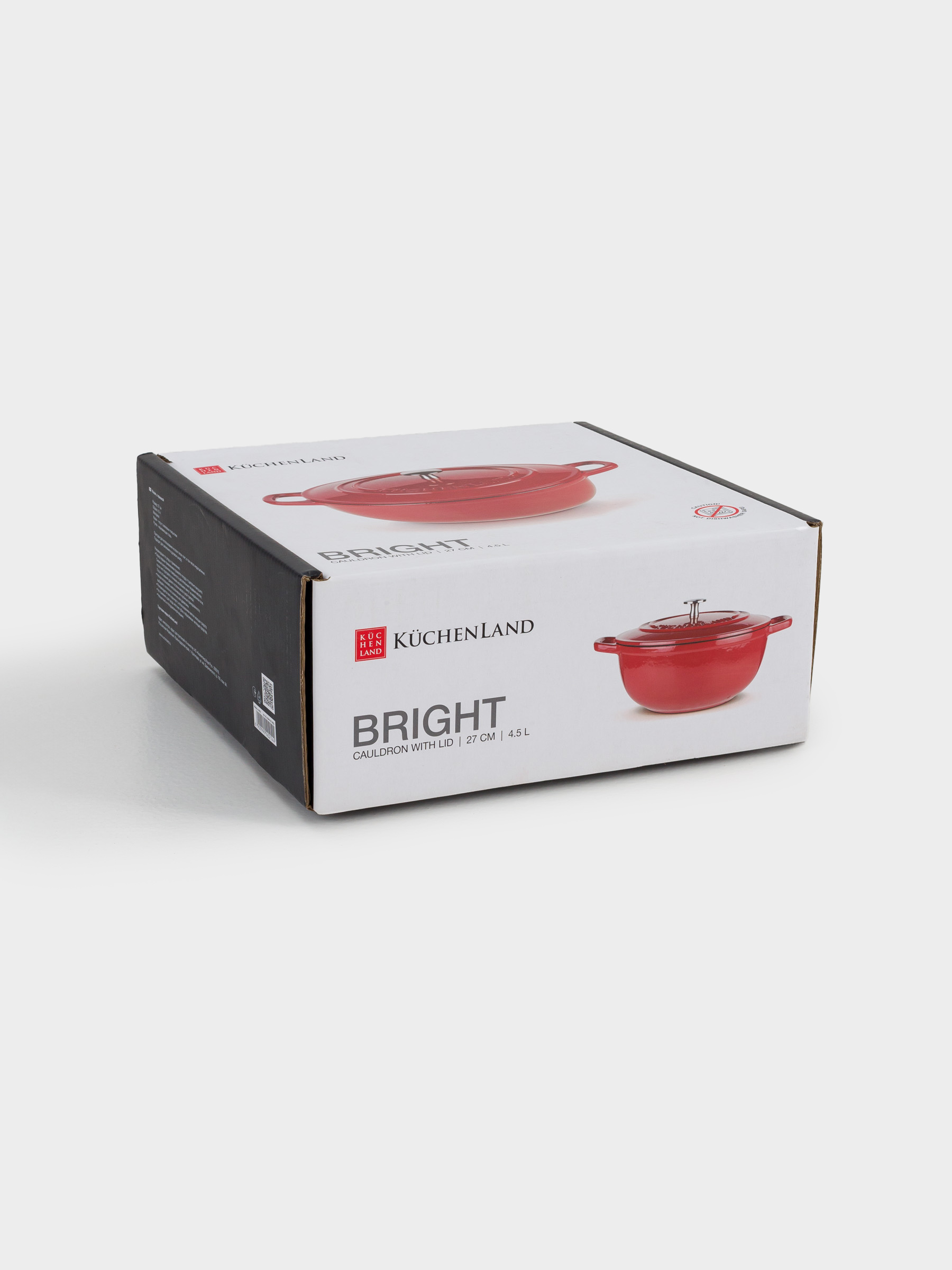 Казан, 27 см, 4,5 л, с крышкой, чугун, красный, Bright, image-4