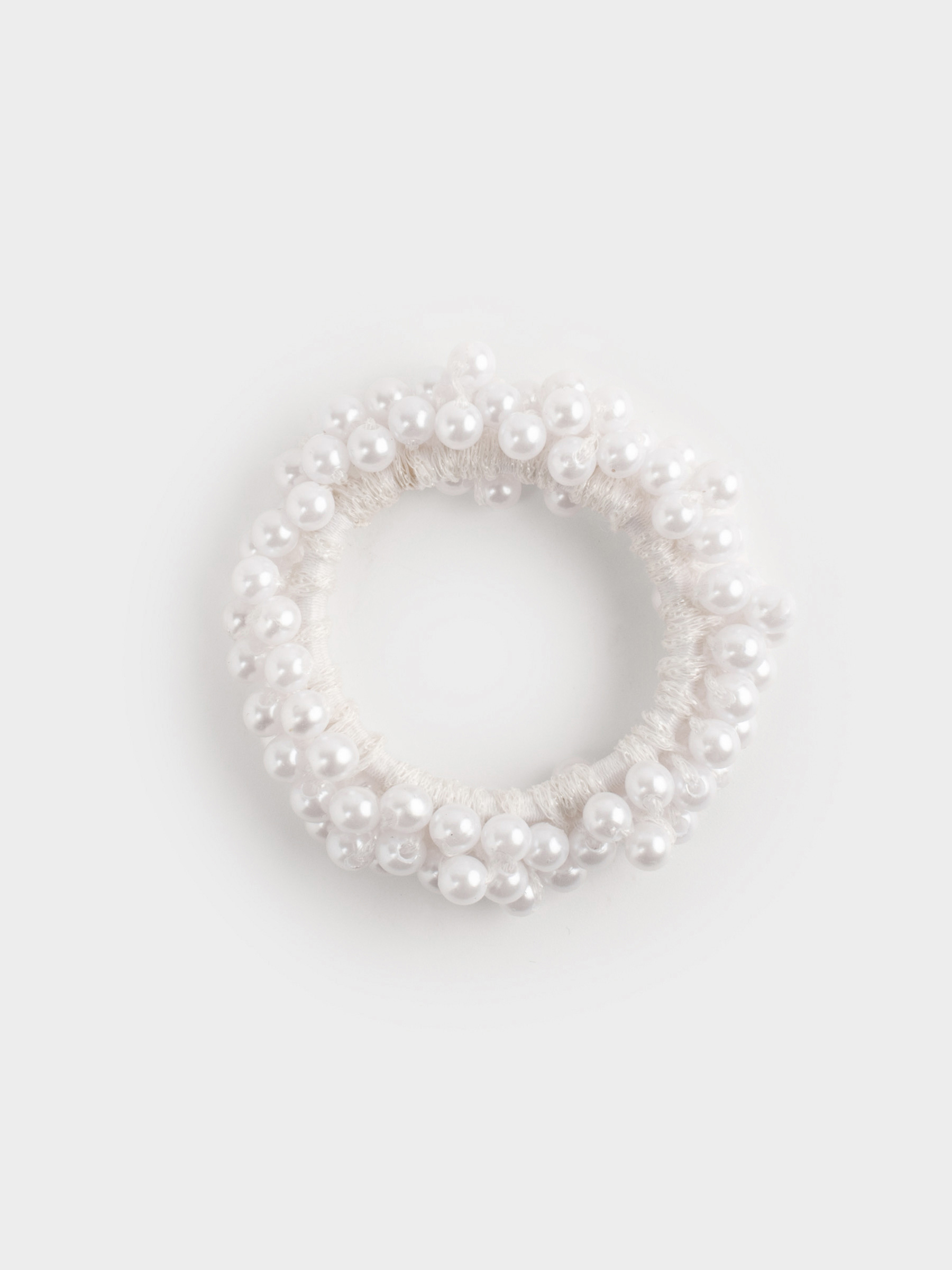 Резинка для волос, 6 см, пластик, белая, Жемчужины, Pearl, image-0