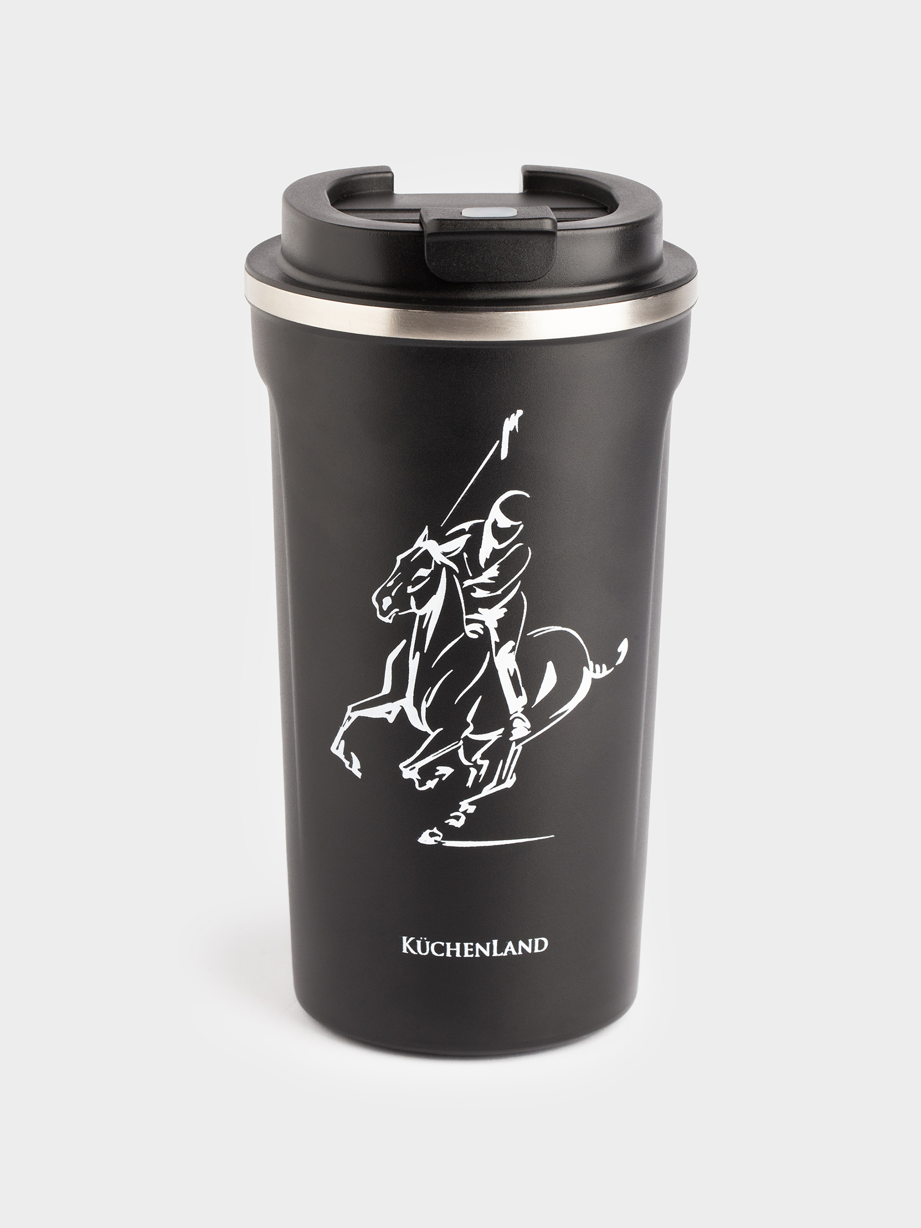 Термокружка, 500 мл, сталь/пластик, черная, Конное поло, Coffee time, image-1