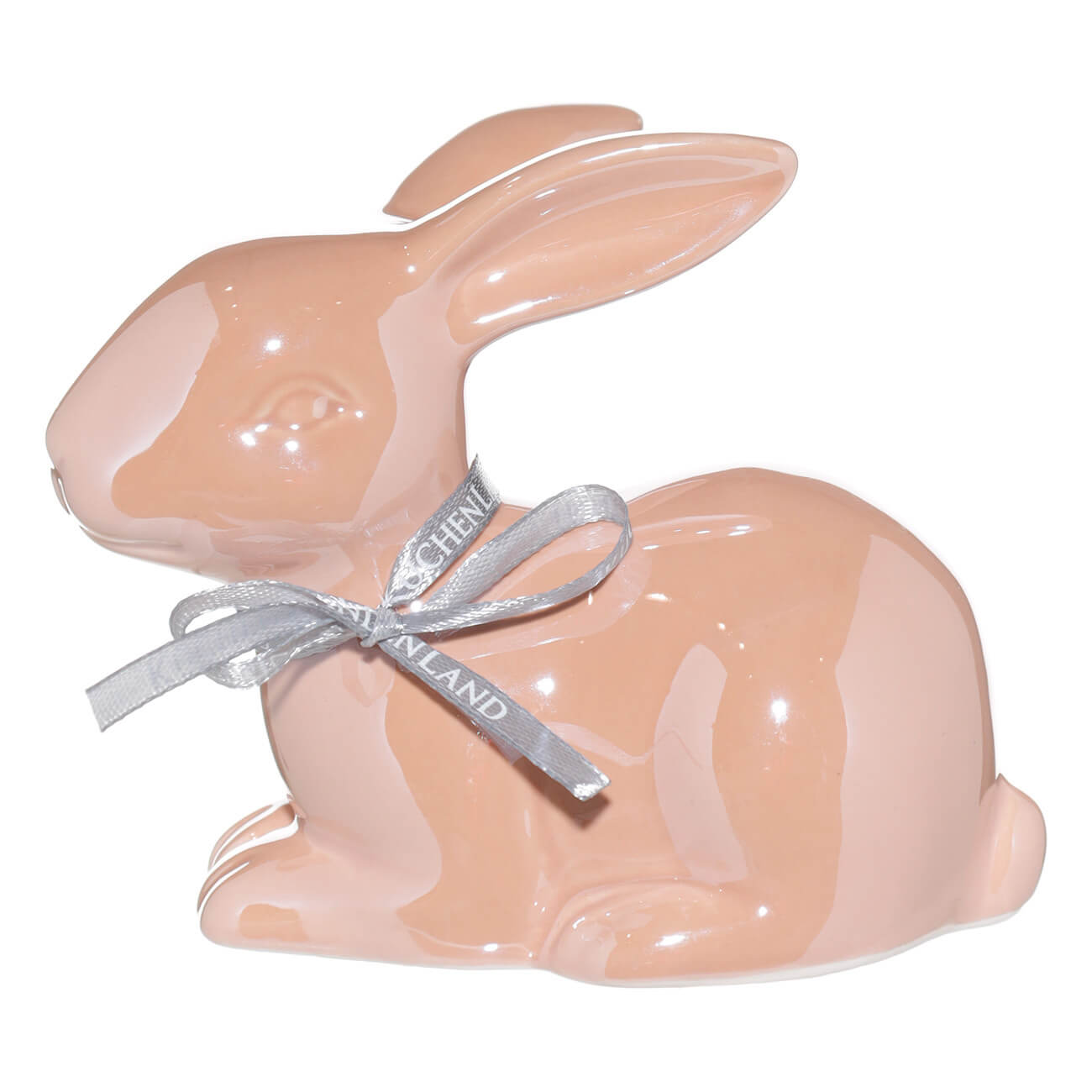 Статуэтка, 12х11 см, керамика, розовая, перламутр, Кролик лежит, Easter