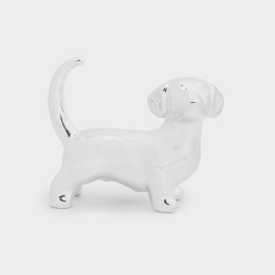 Держатель для украшений, 8 см, фарфор P, серебристый, Собака, Dog ,image-0