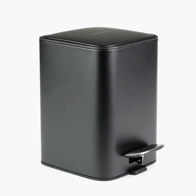 Емкость для мусора, 3 л, с педалью, металл, квадратная, черная, Total black ,image-0