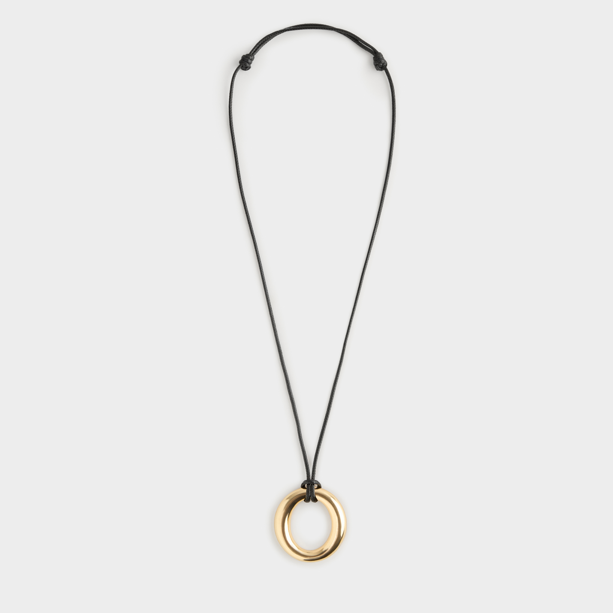 Цепочка-шнурок, 60 см, с подвеской, металл/полиэстер, золотистая, Кольцо, Jewelry