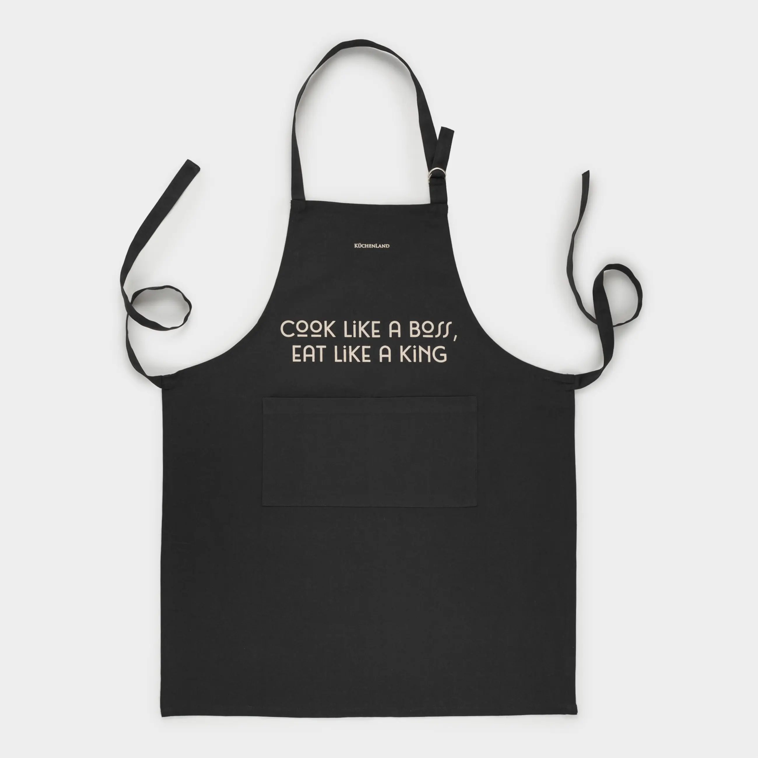 Фартук, 70х85 см, хлопок, темно-коричневый, Cook like a boss, eat like a king, Flax