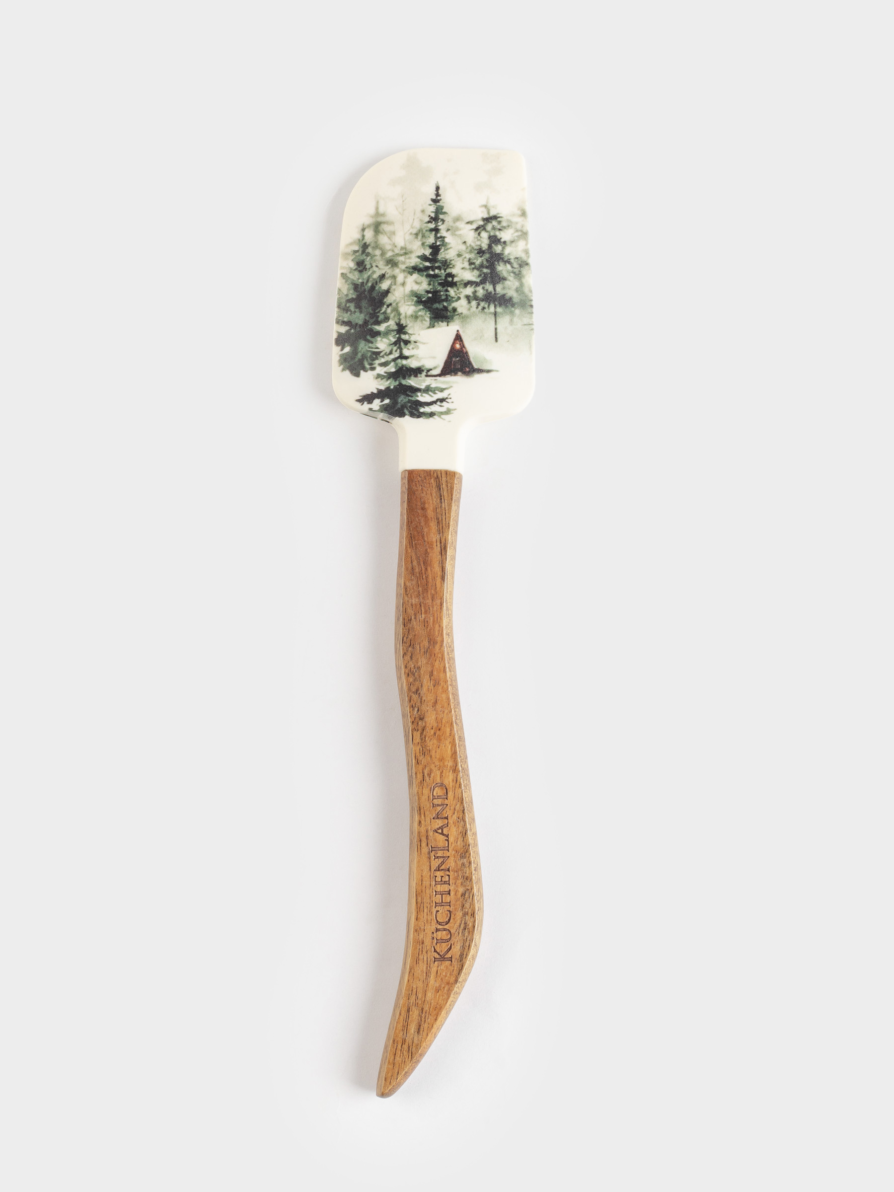 Лопатка-шпатель, 22 см, силикон/дерево, молочная, Зимний лес, Woodland story, image-0