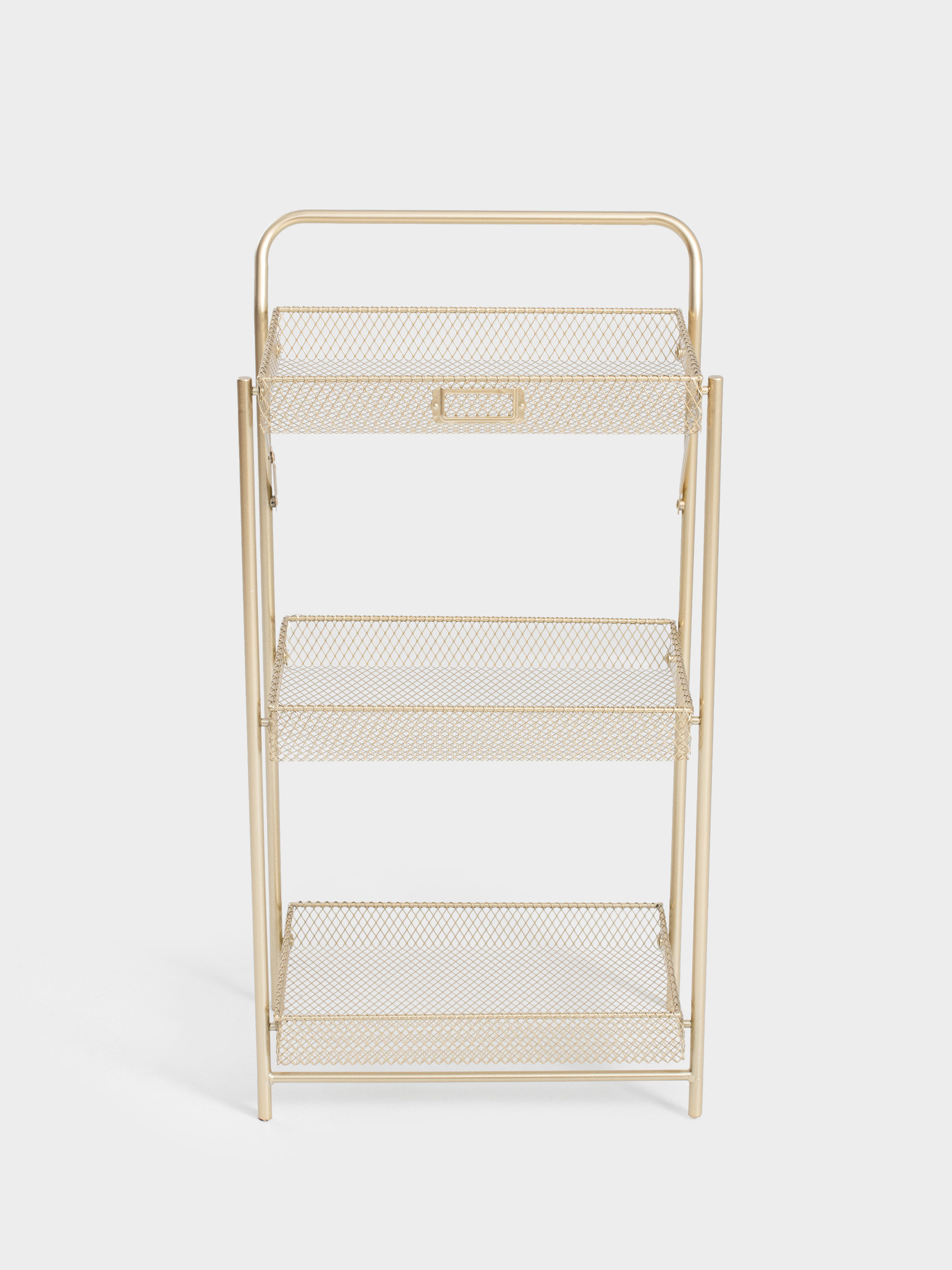 Этажерка, 3-х ярусная, 42х27х82 см, металл, золотистая, Compact gold , image-0