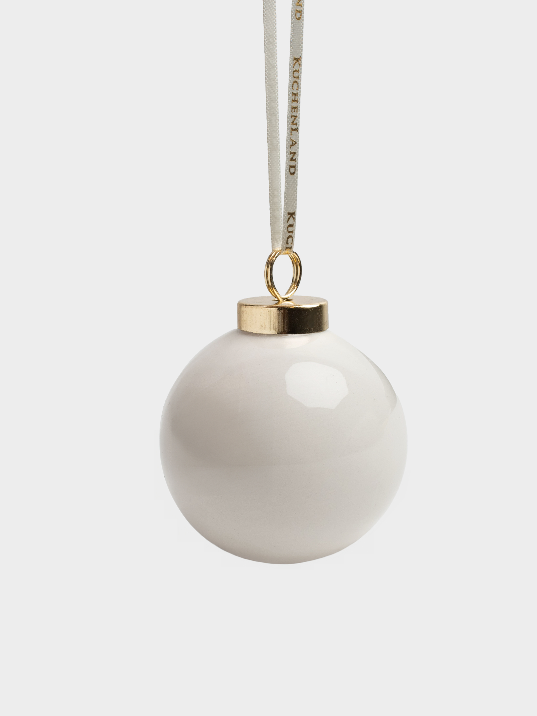 Игрушка елочная, 6 см, керамика, бело-золотистая, Шар, Часы, Ball christmas, image-1