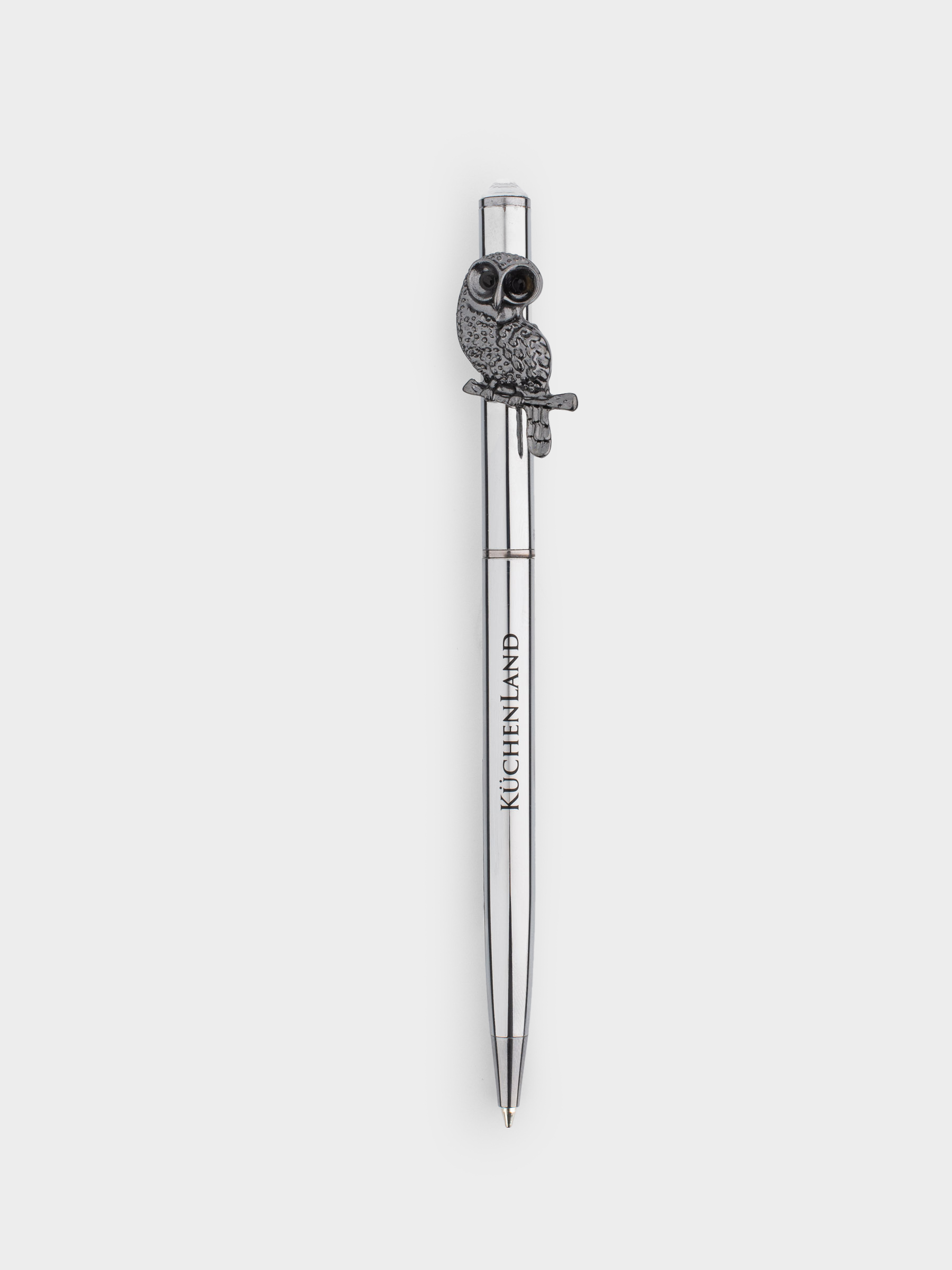 Ручка шариковая, 14 см, с фигуркой, сталь, черно-серебристая, Сова, Draw figure, image-1