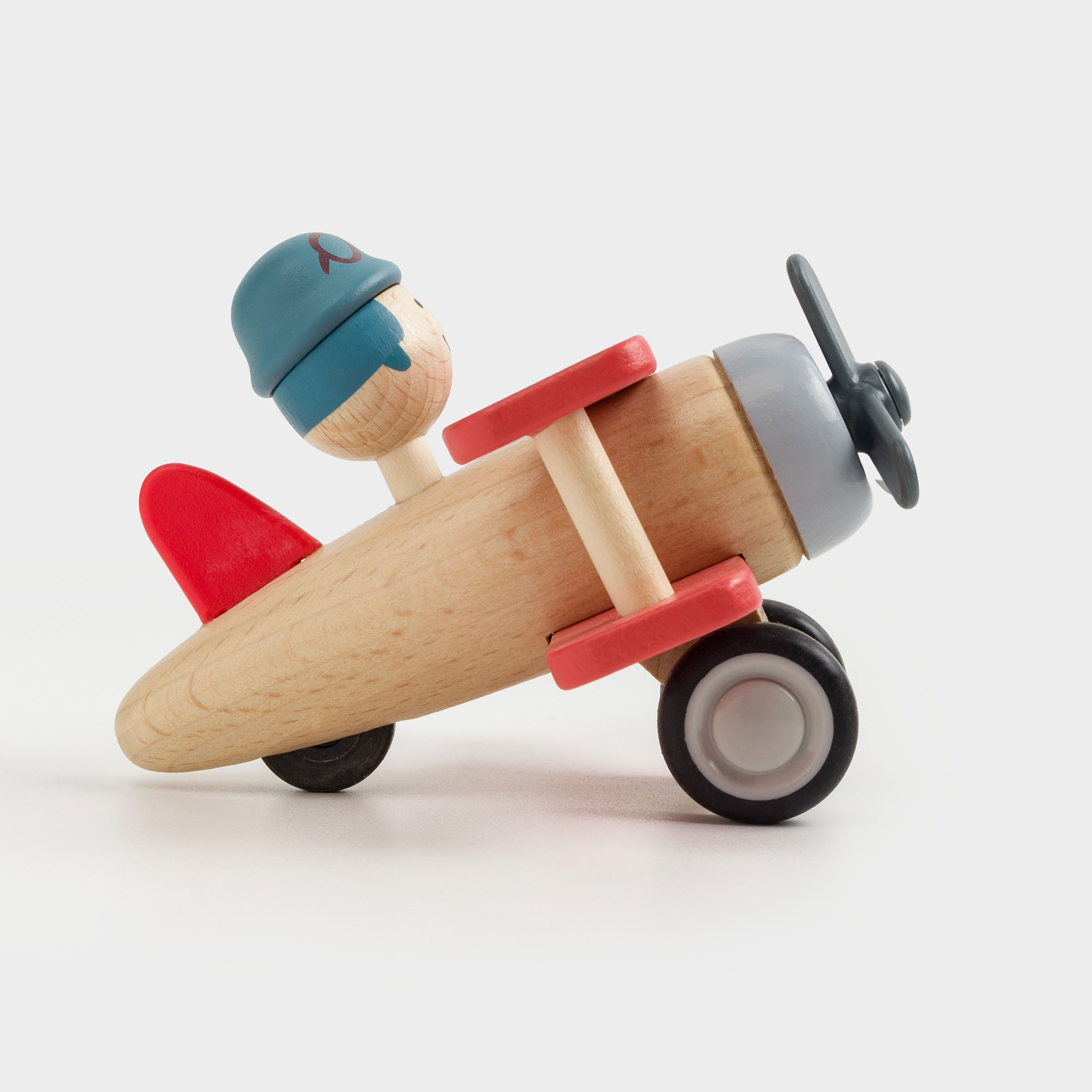 Игрушка, 13х11 см, дерево, красный, Самолетик, Kiddy, image-2