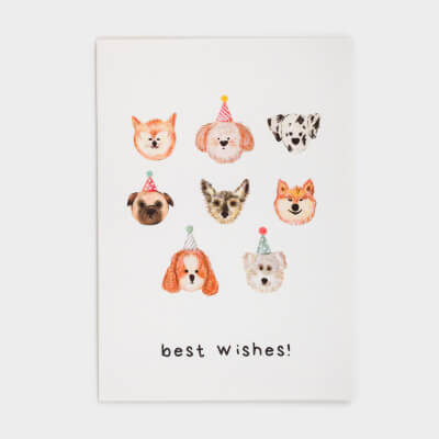 Открытка подарочная, 12х17 см, бумага, серая, Собаки, Birthday