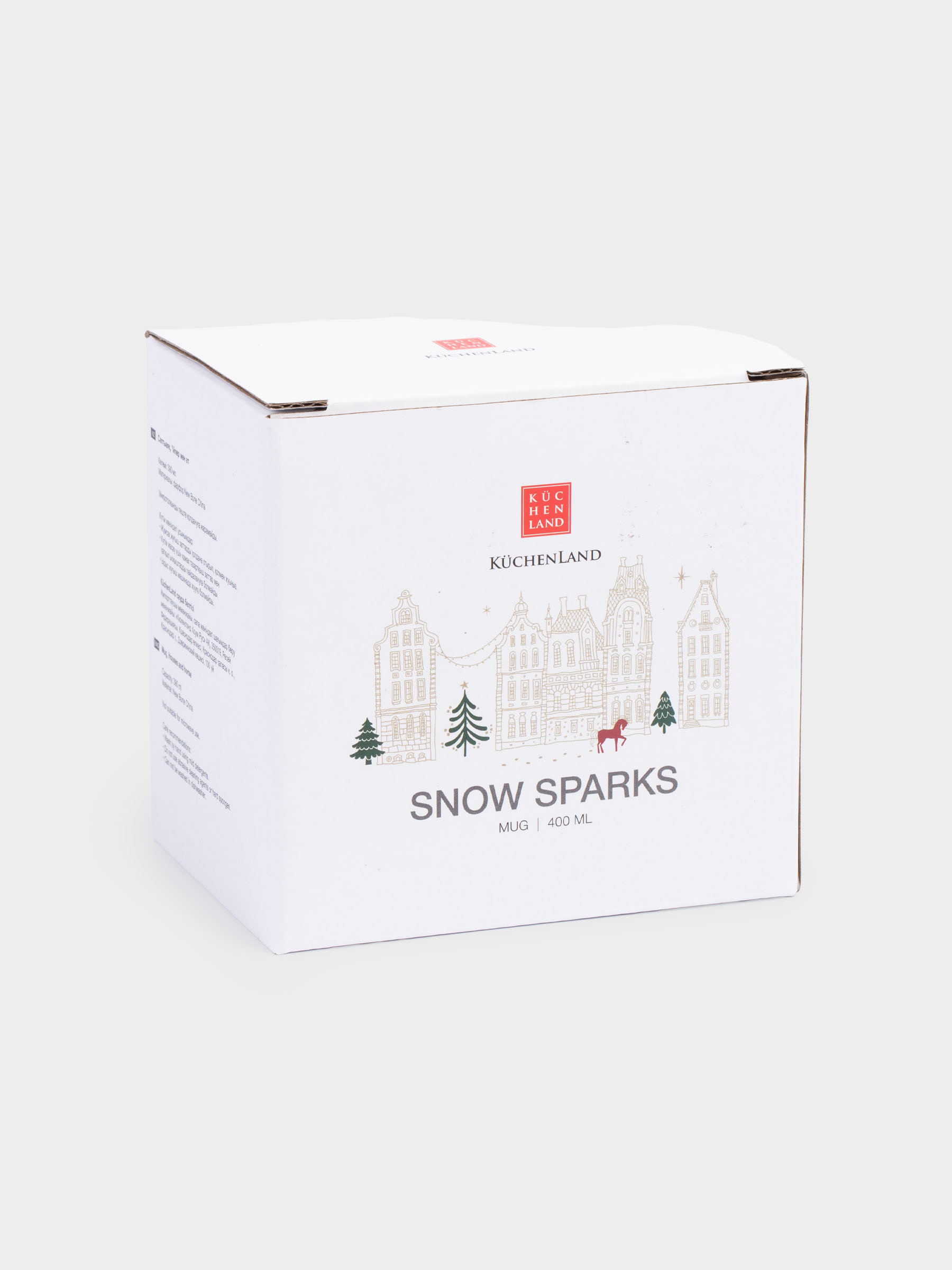 Кружка, 390 мл, фарфор N, молочно-золотистая, Домики и лошадь, Snow sparks, image-5