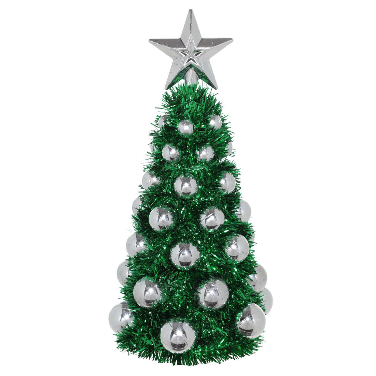 Ель искусственная, 23 см, с шарами, мишура/пластик, зелено-серебристая, Tinsel christmas - фото 1