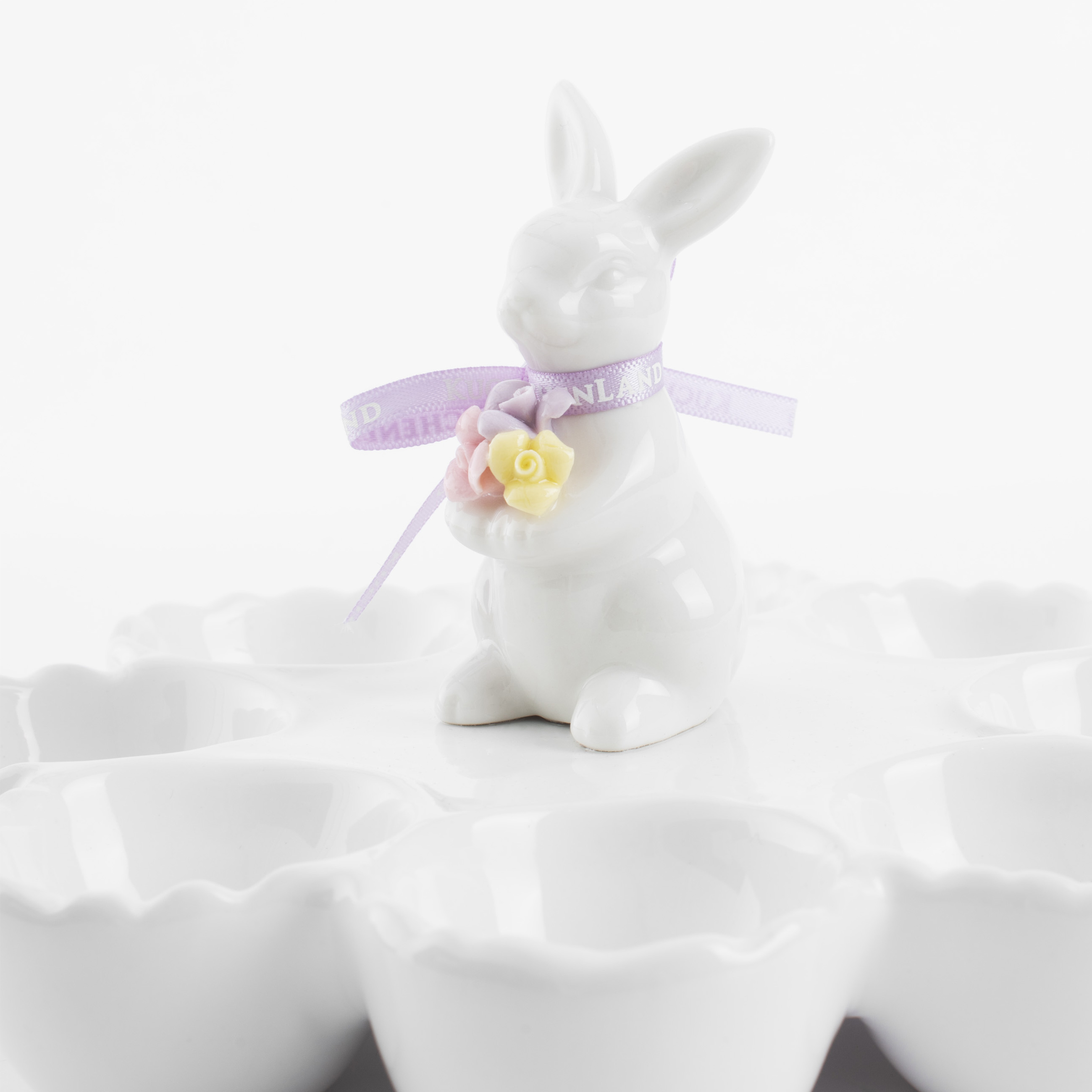 Блюдо пасхальное, 18х11 см, 8 отд, керамика, фарфор P, белое, Кролик с цветами, Pure Easter изображение № 4