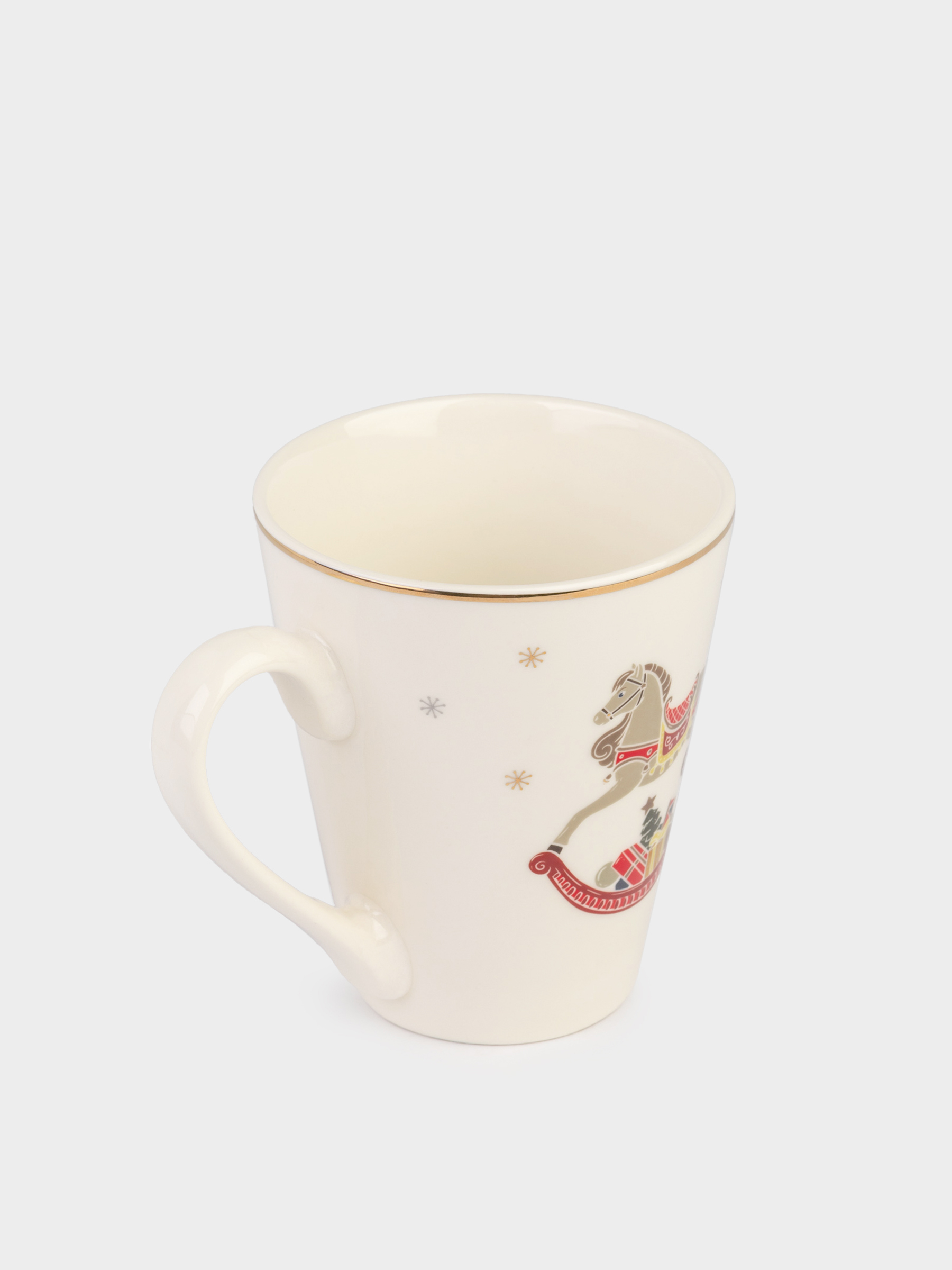 Кружка, 250 мл, фарфор N, белая, Лошадка с подарками, Horse christmas, image-1