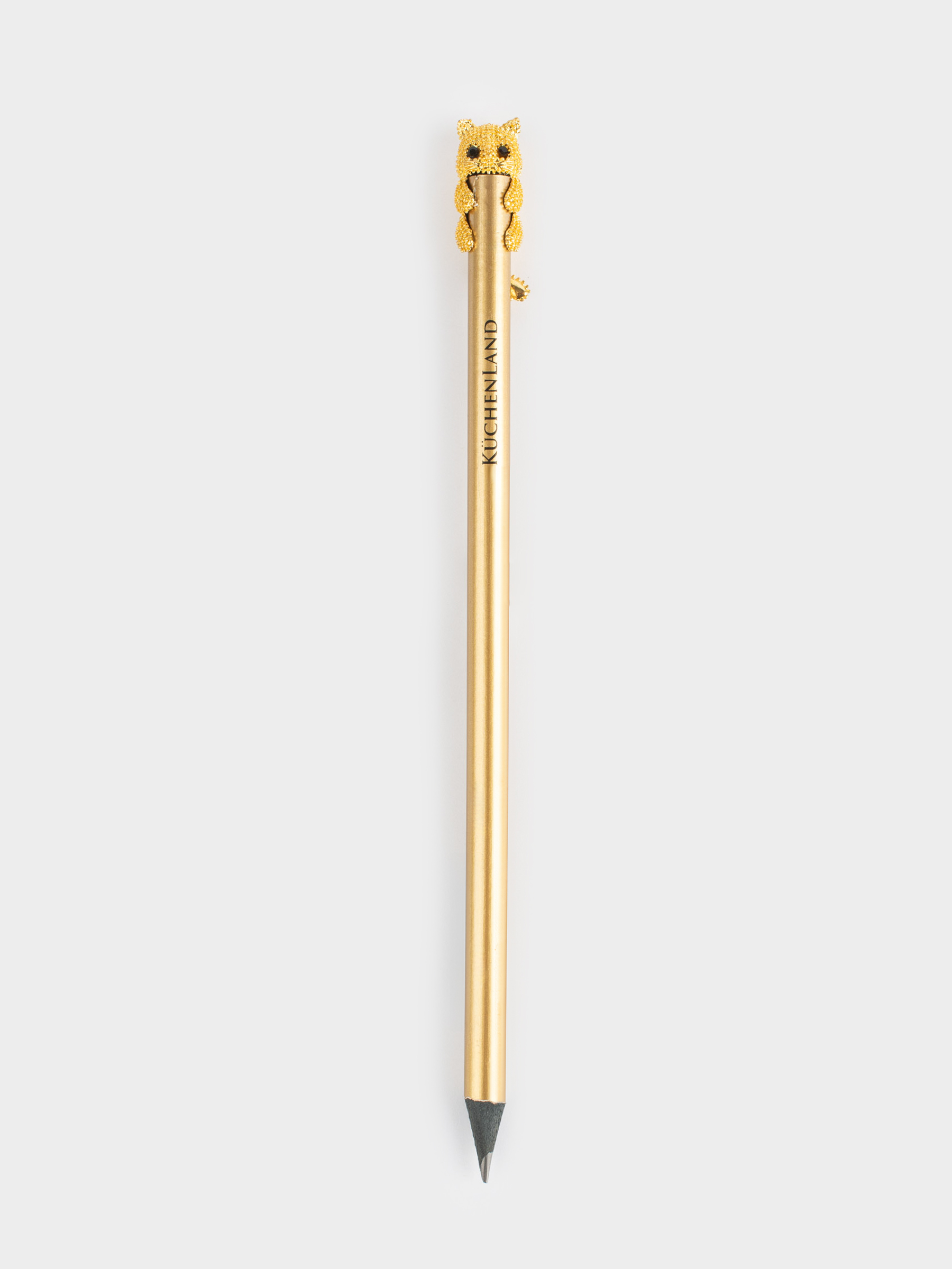 Карандаш, 18 см, чернографитный, с фигуркой, золотистый, Кот, Draw, image-1
