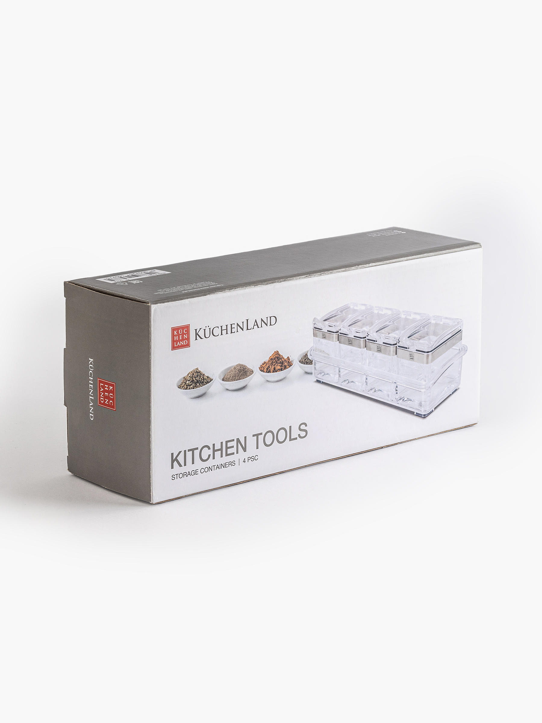 Контейнер, 26х9 см, 4 шт, с ложками, на подставке, акрил/сталь, Kitchen tools, image-6