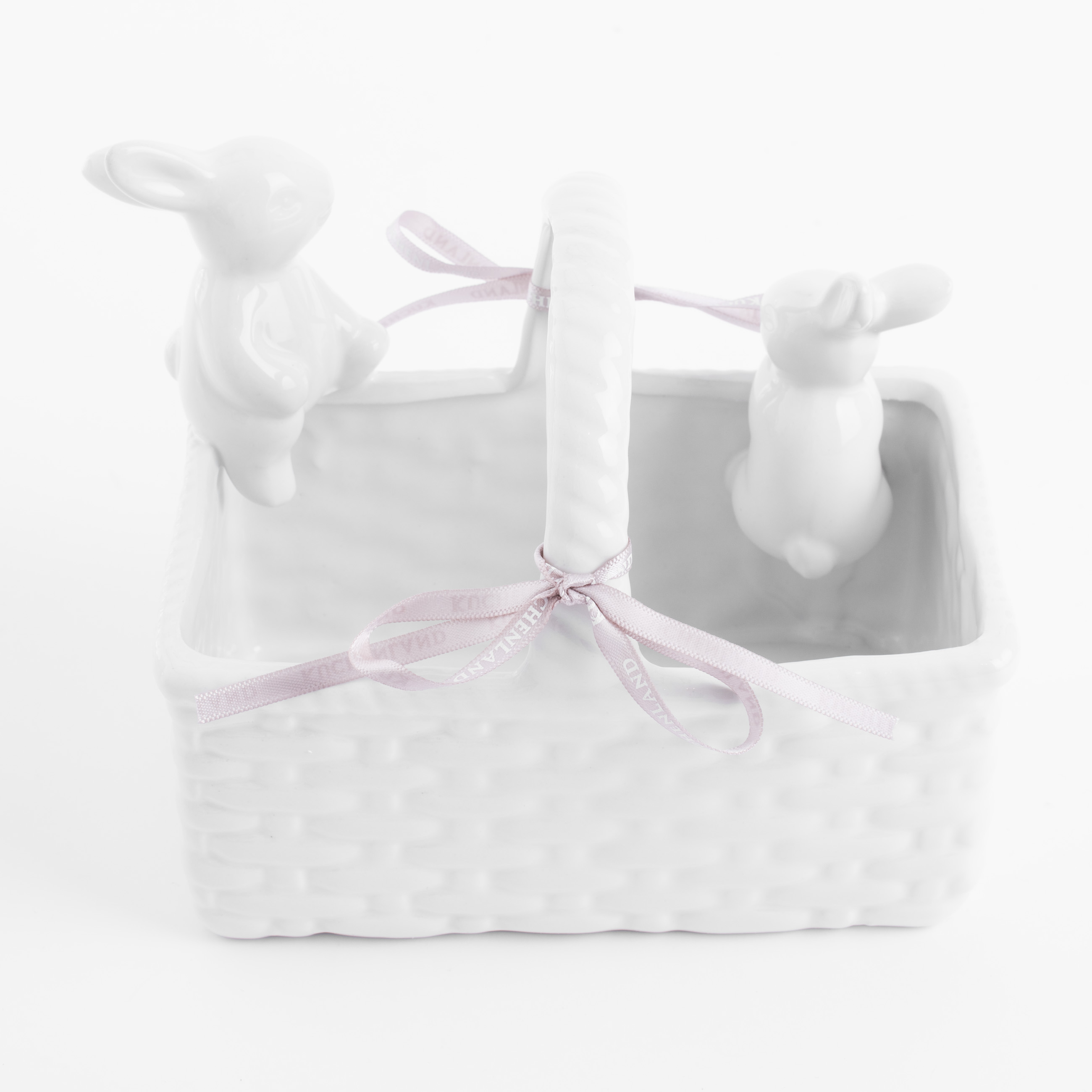 Конфетница, 18x14 см, с ручкой, керамика, молочная, Кролики в корзине, Natural Easter изображение № 2