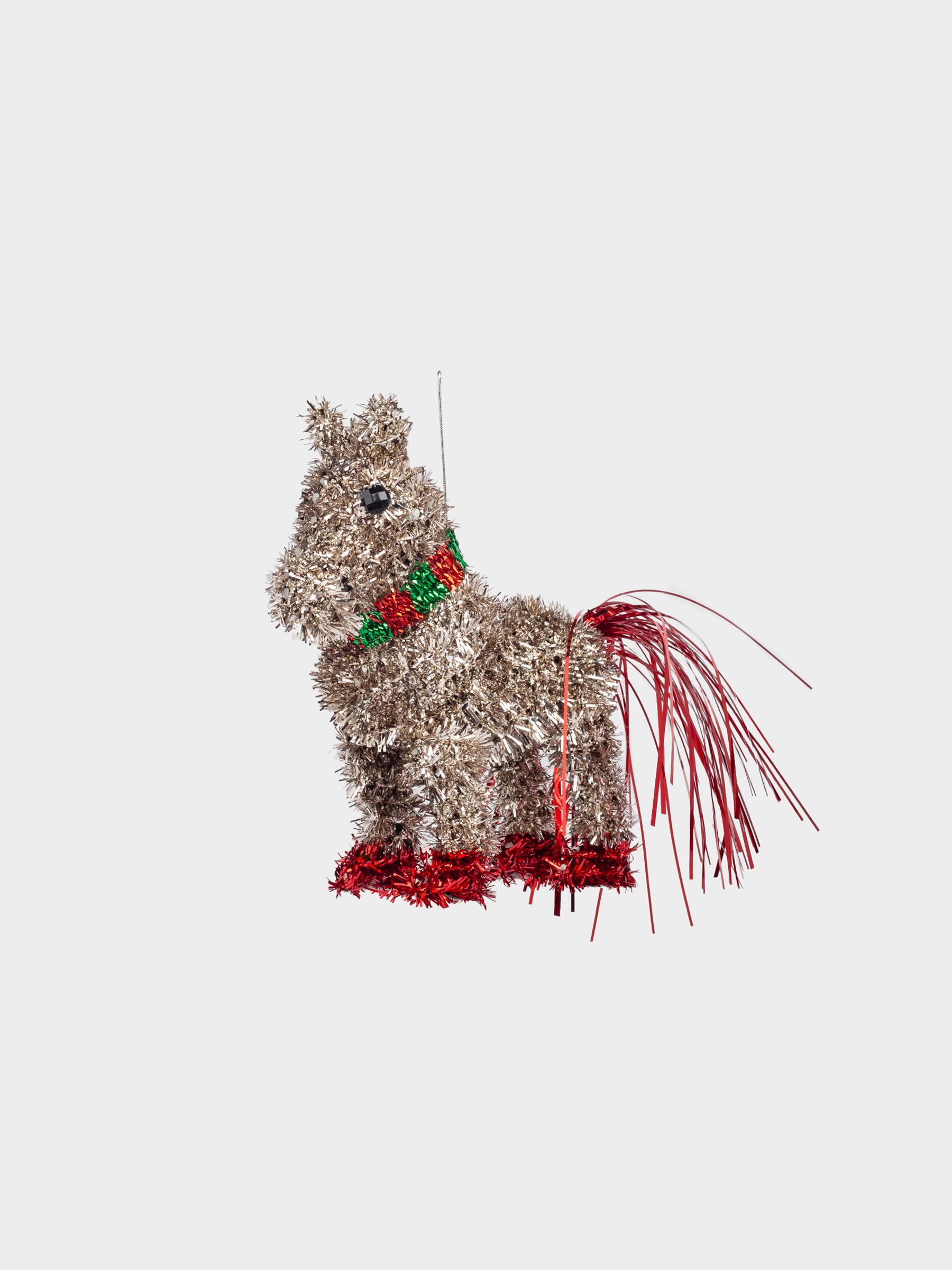 Игрушка елочная, 16 см, мишура/пластик, золотисто-красная, Лошадь, Tinsel christmas, image-1