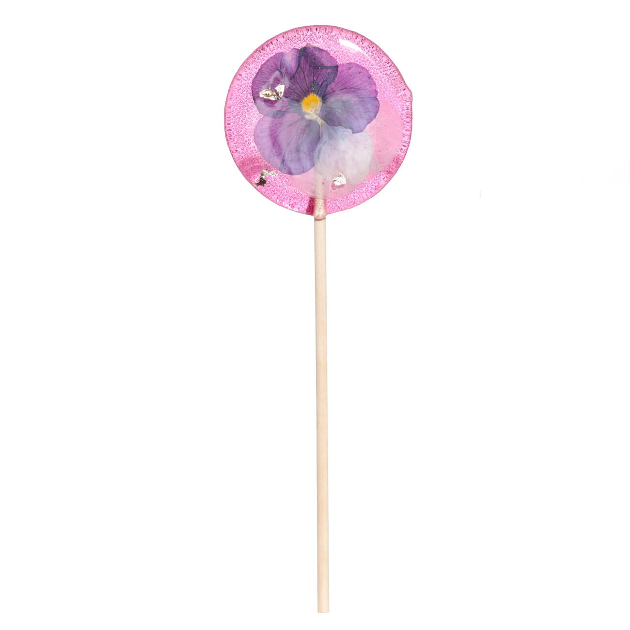 

Леденец, 30 гр, на палочке, изомальт, сиреневый, Анютины глазки, Edible flower